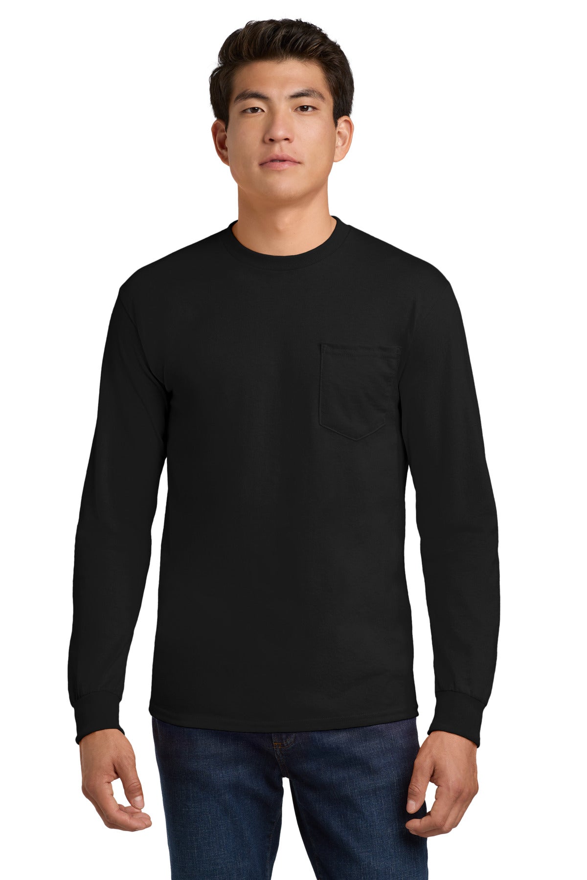 Gildan ® - Ultra Cotton ® 100% US Cotton Long Sleeve T-Shirt with Pocket. 2410