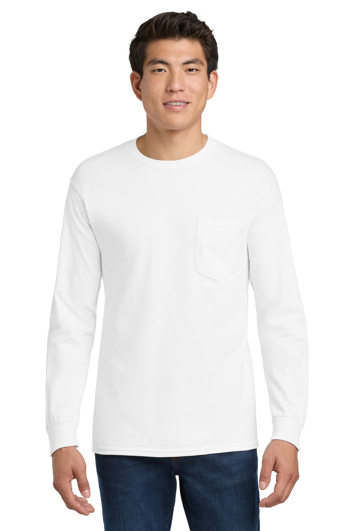 Gildan ® - Ultra Cotton ® 100% US Cotton Long Sleeve T-Shirt with Pocket. 2410