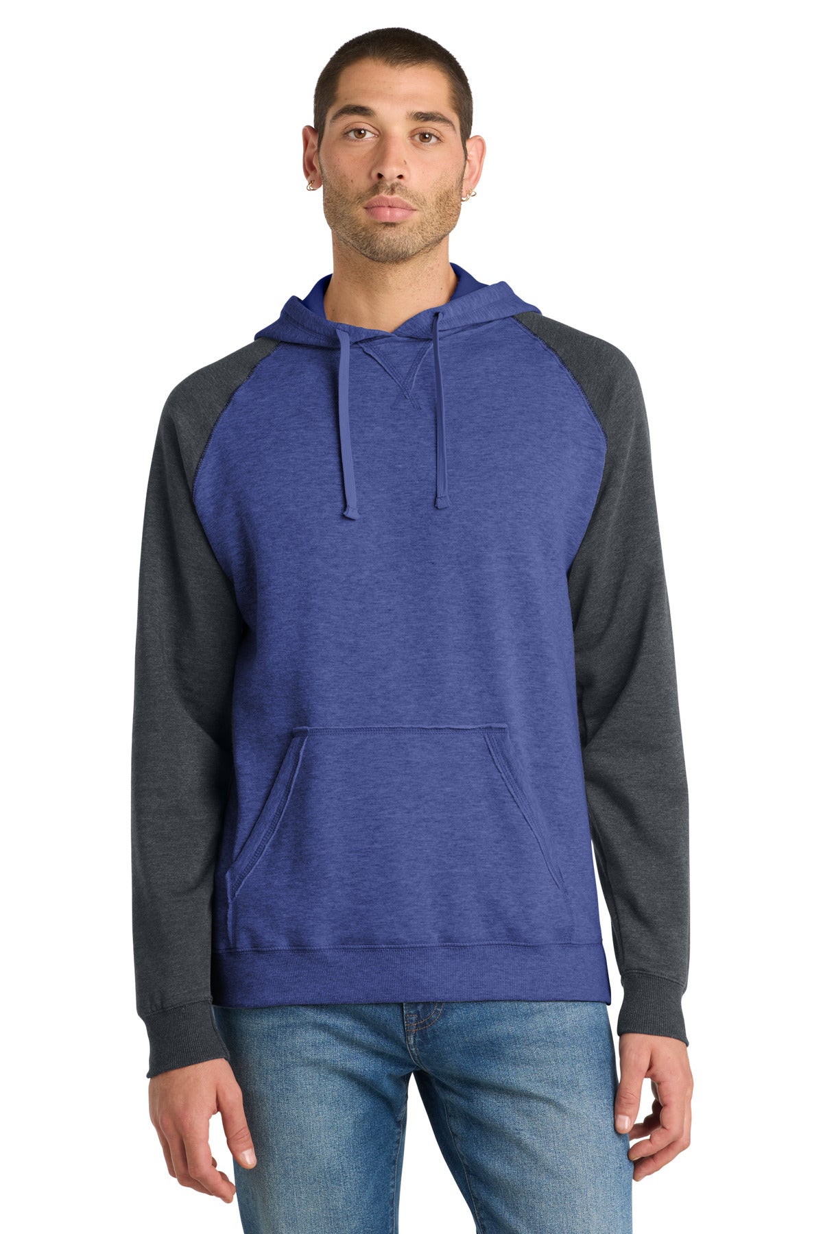 District ® Young Mens Lightweight Fleece Raglan Hoodie. DT196
