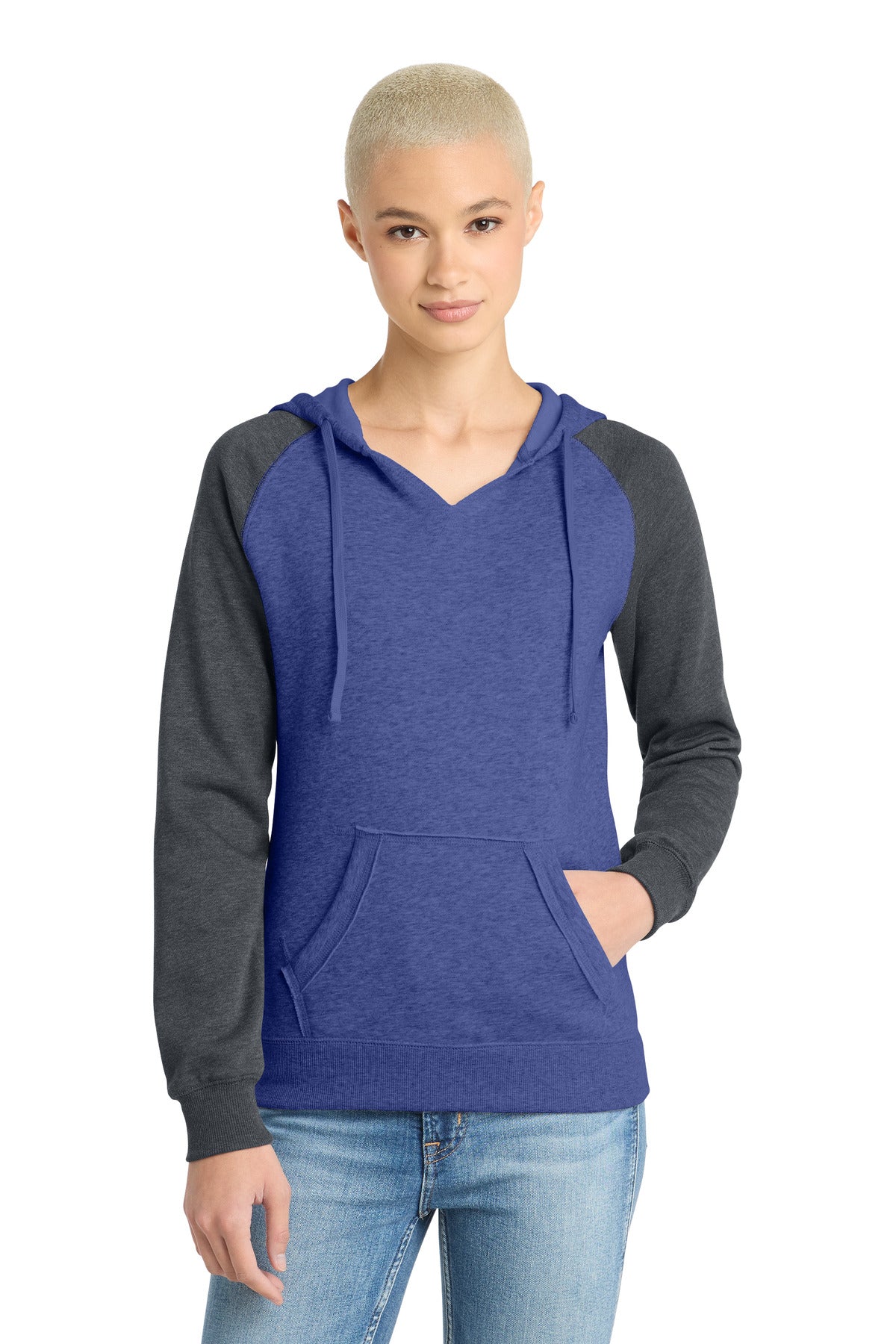 District ® Women's Lightweight Fleece Raglan Hoodie. DT296