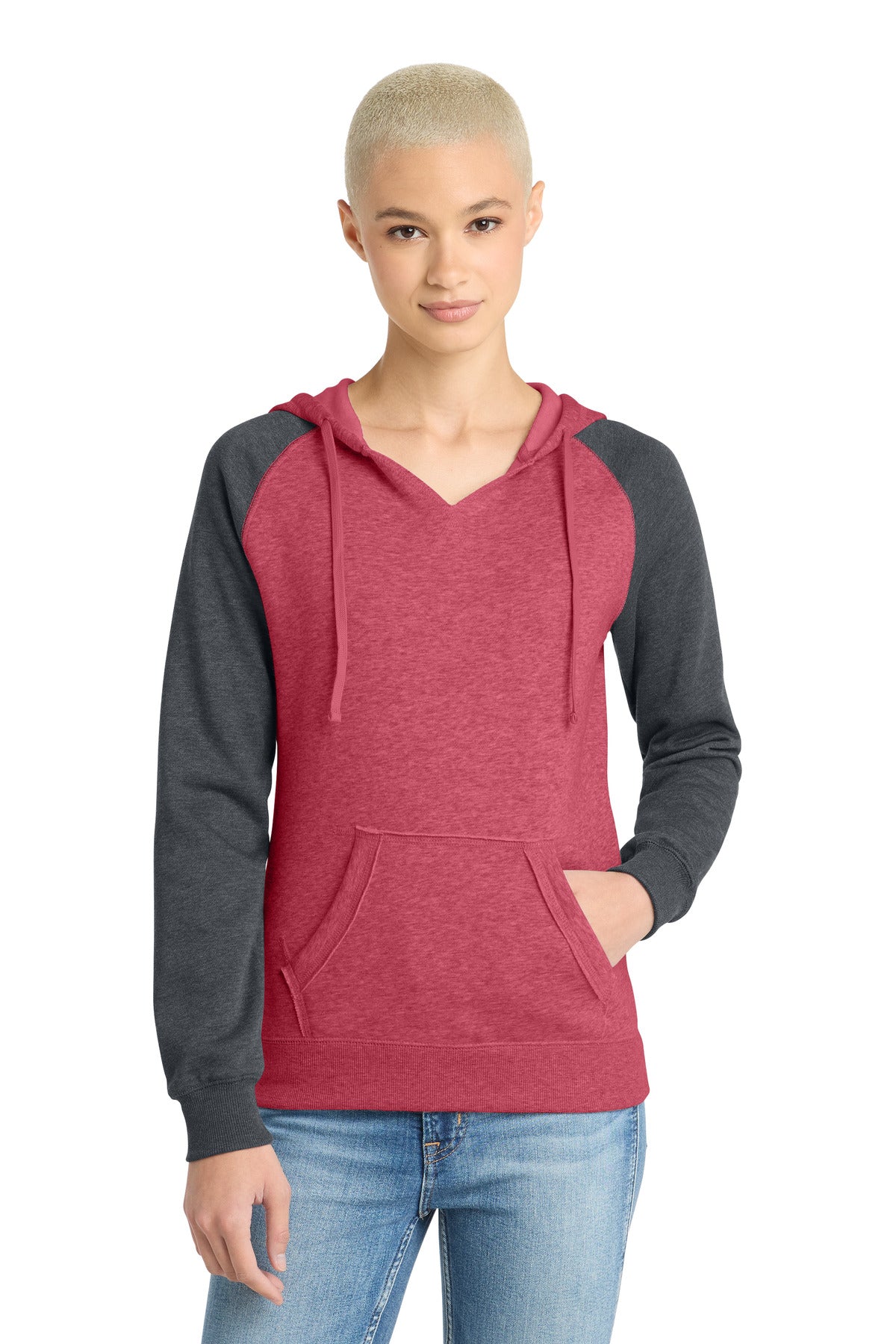 District ® Women's Lightweight Fleece Raglan Hoodie. DT296