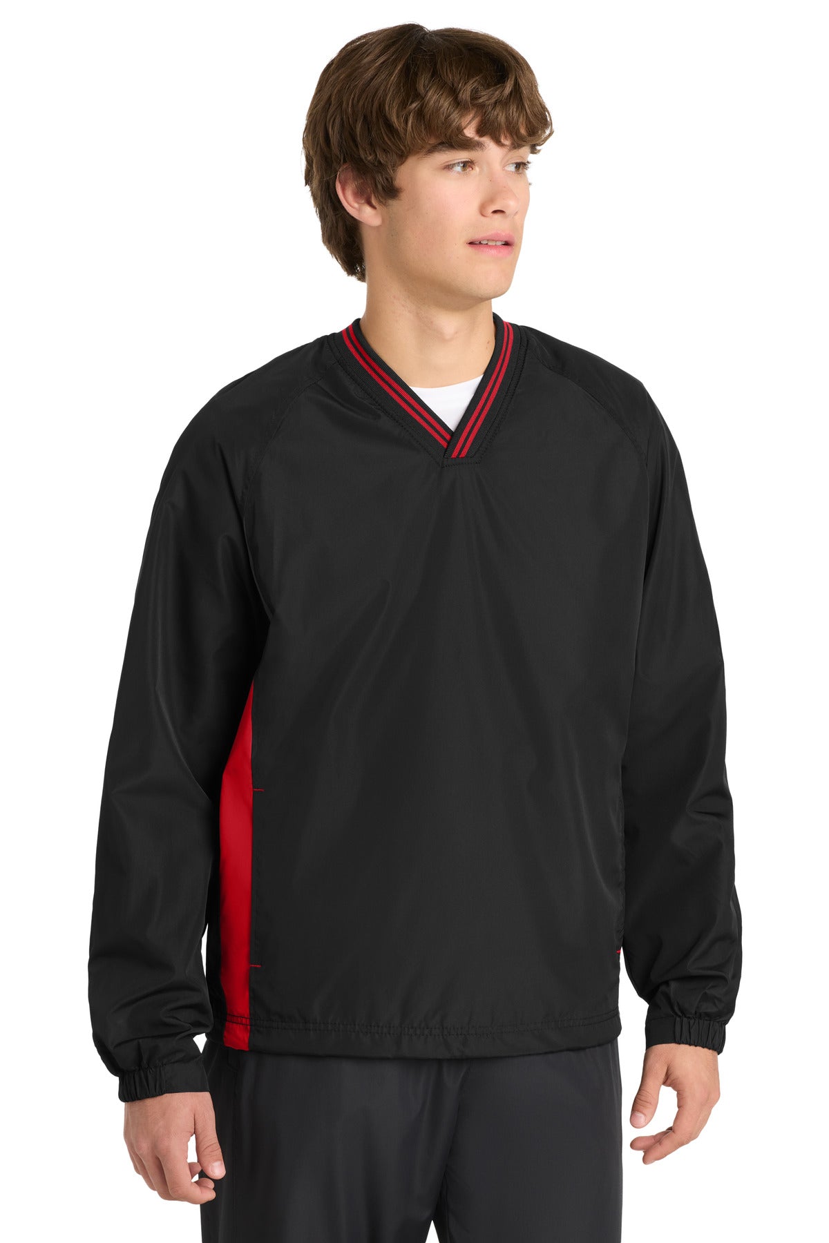 Sport-Tek ® Tipped V-Neck Raglan Wind Shirt. JST62