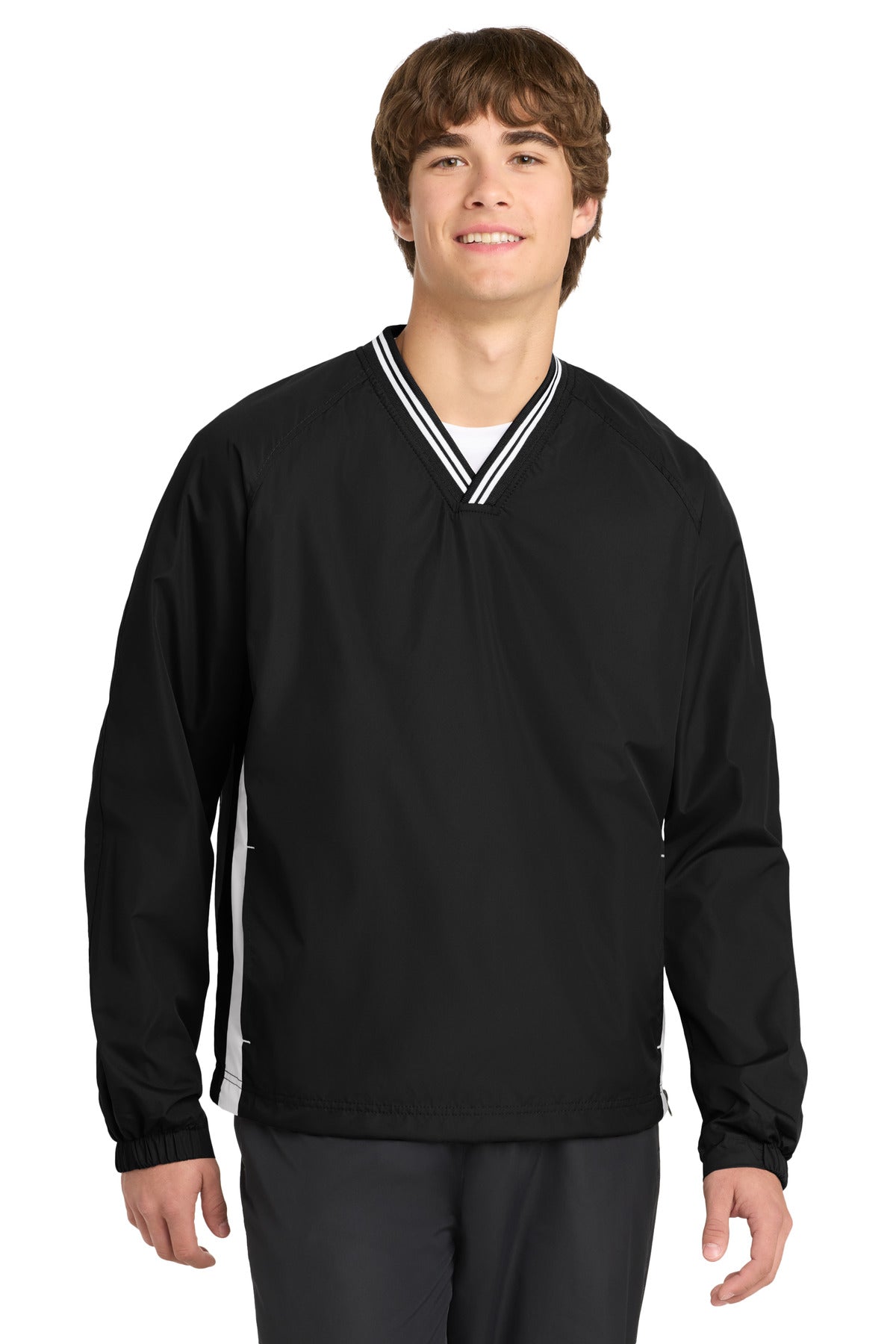 Sport-Tek ® Tipped V-Neck Raglan Wind Shirt. JST62