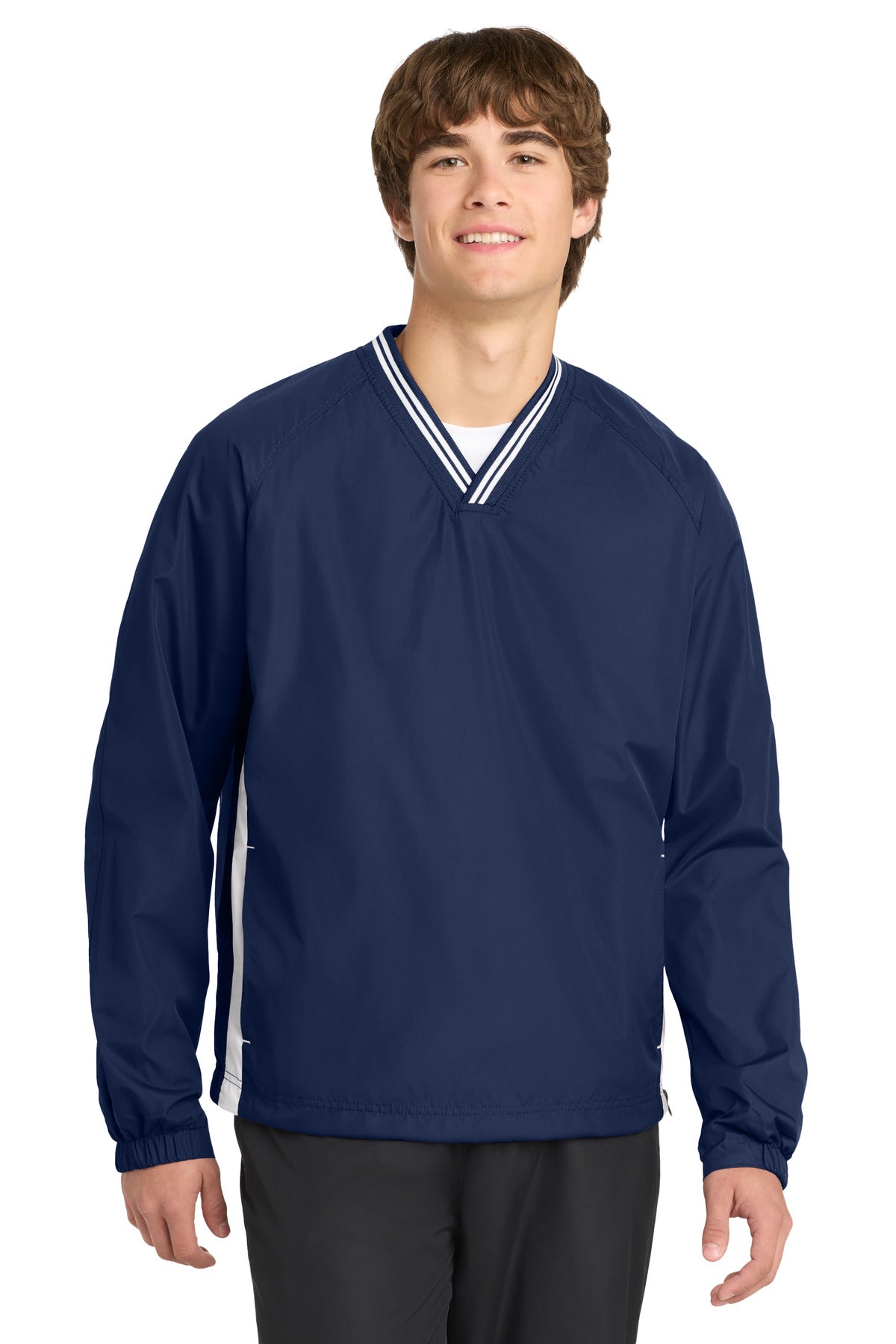 Sport-Tek ® Tipped V-Neck Raglan Wind Shirt. JST62
