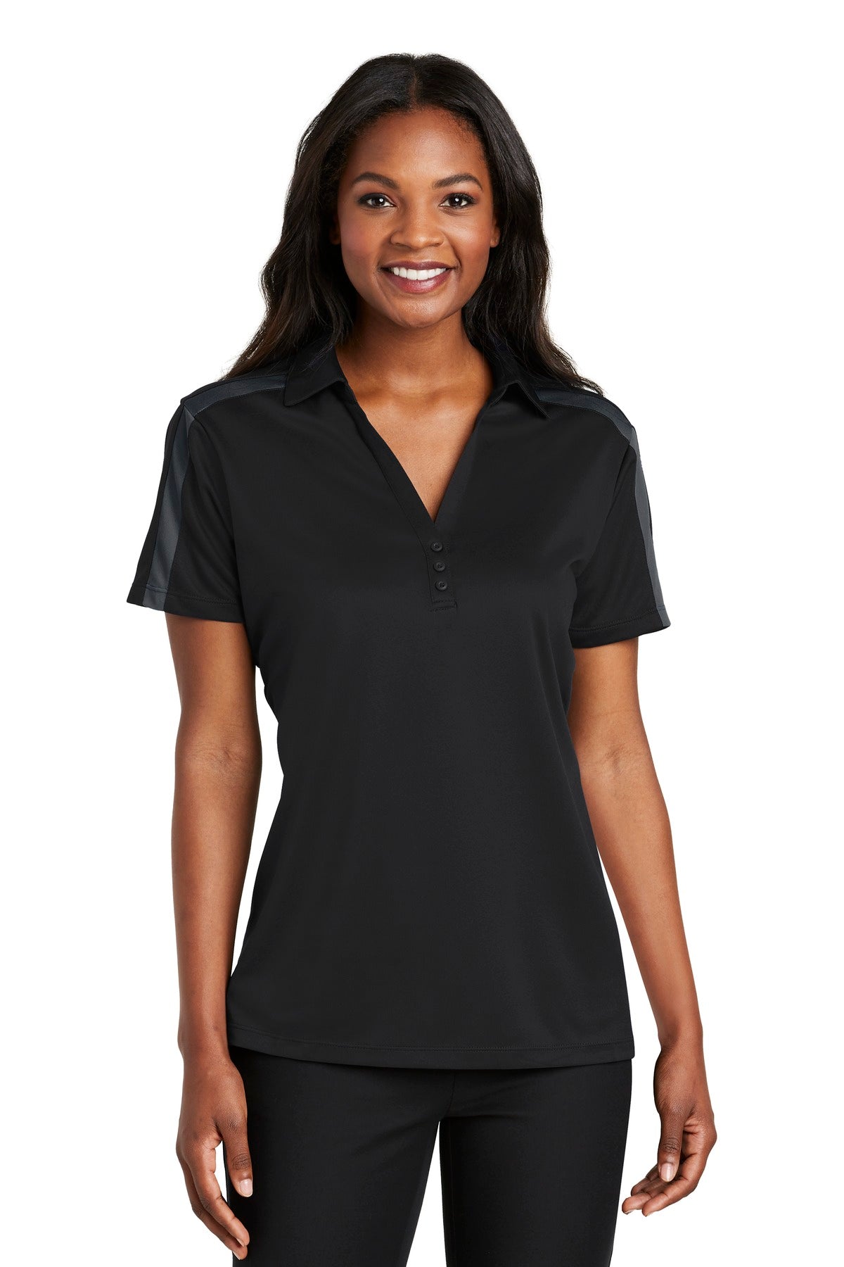 Port Authority ® Women's Silk Touch™ Performance Colorblock Stripe Polo. L547