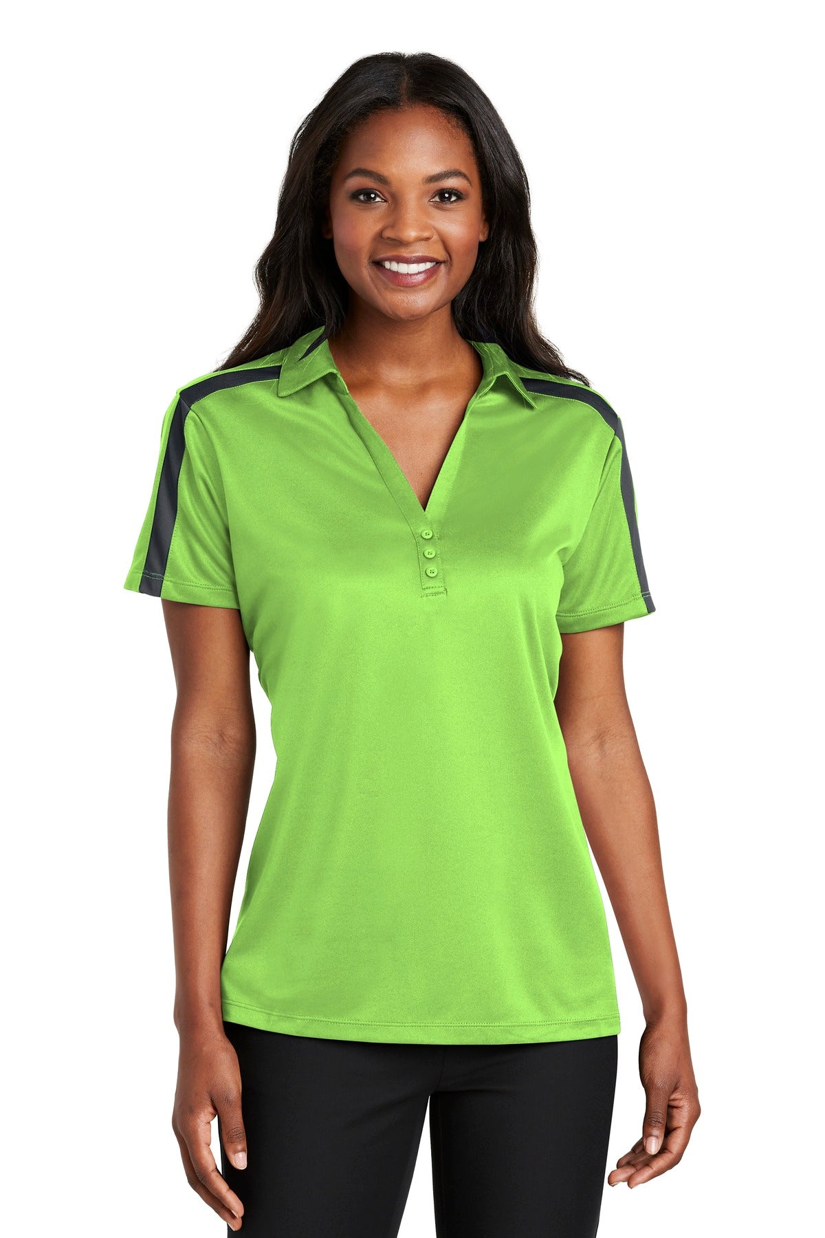 Port Authority ® Women's Silk Touch™ Performance Colorblock Stripe Polo. L547