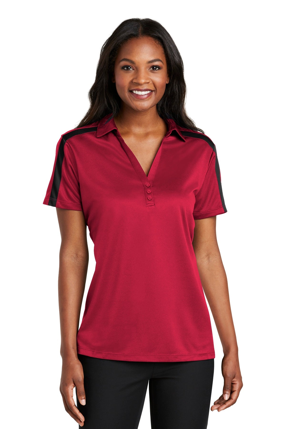 Port Authority ® Women's Silk Touch™ Performance Colorblock Stripe Polo. L547