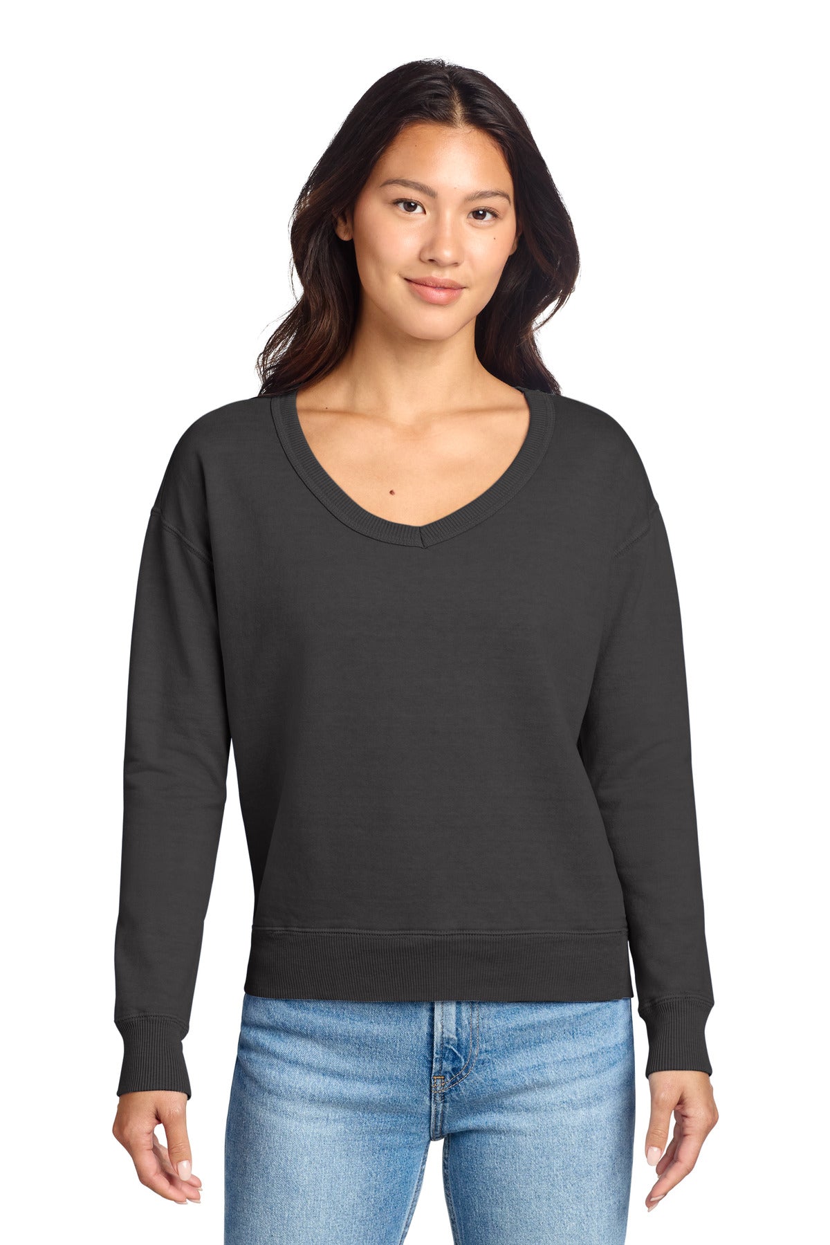 Port & Co ™ Women's Beach Wash ® Garment-Dyed V-Neck Sweatshirt LPC098V
