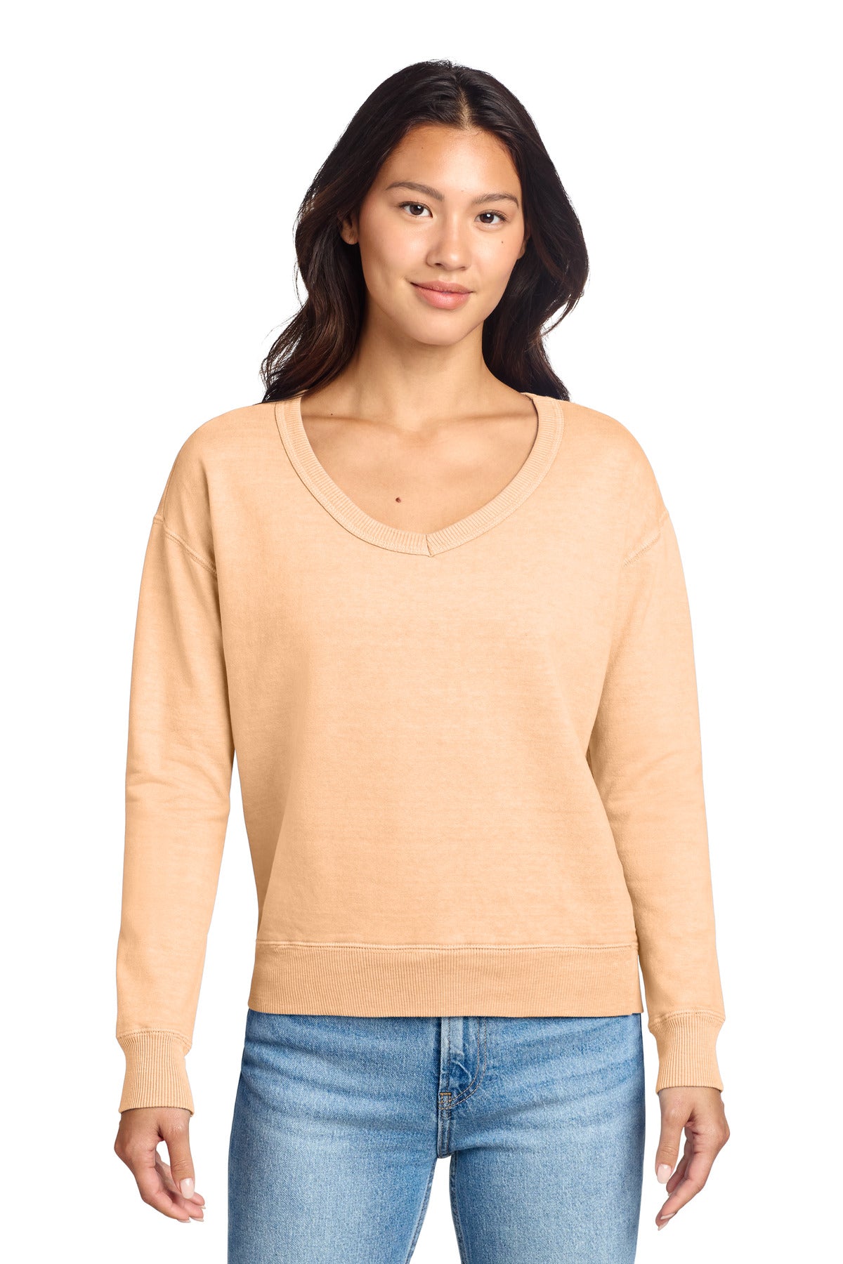 Port & Co ™ Women's Beach Wash ® Garment-Dyed V-Neck Sweatshirt LPC098V
