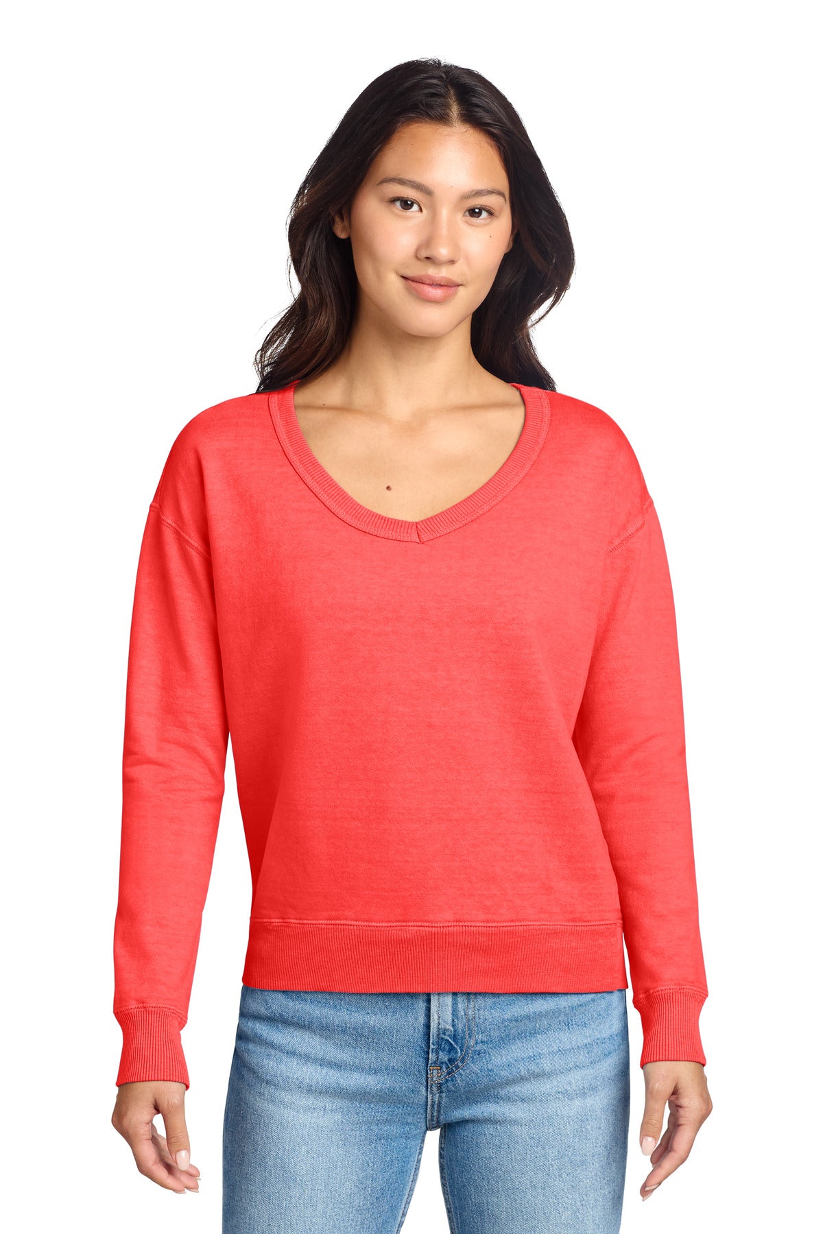 Port & Co ® Women's Beach Wash ® Garment-Dyed V-Neck Sweatshirt LPC098V