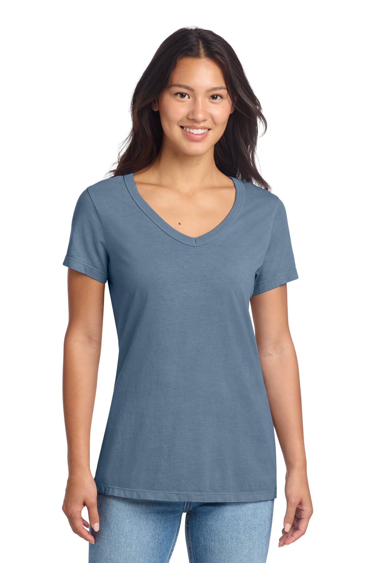 Port & Co ® Women's Beach Wash ® Garment-Dyed V-Neck Tee LPC099V