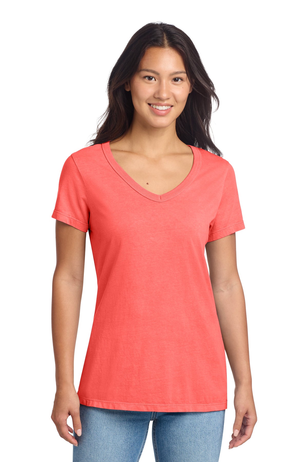 Port & Co ® Women's Beach Wash ® Garment-Dyed V-Neck Tee LPC099V