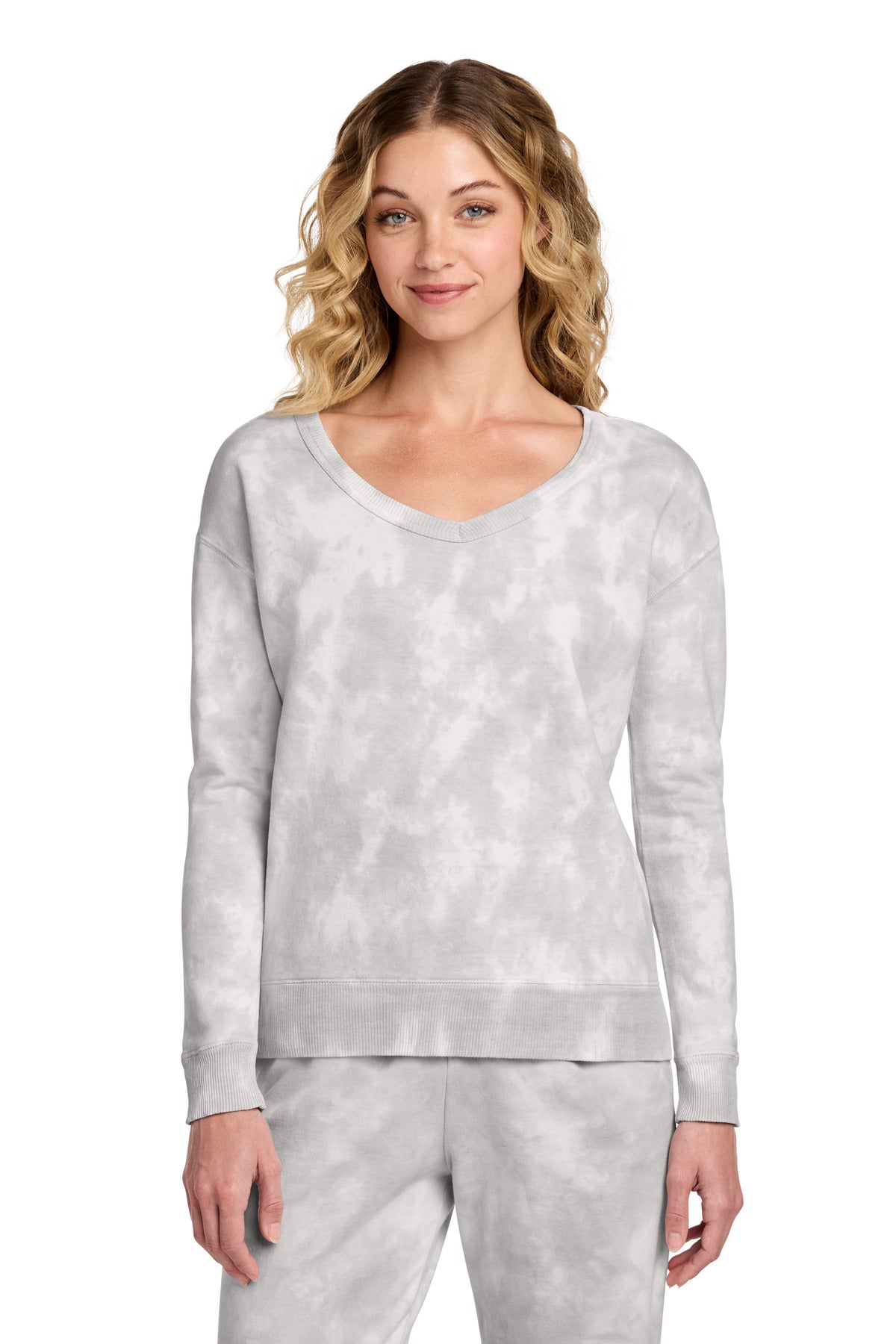 Port & Co ™ Women's Beach Wash ® Cloud Tie-Dye V-Neck Sweatshirt LPC140V