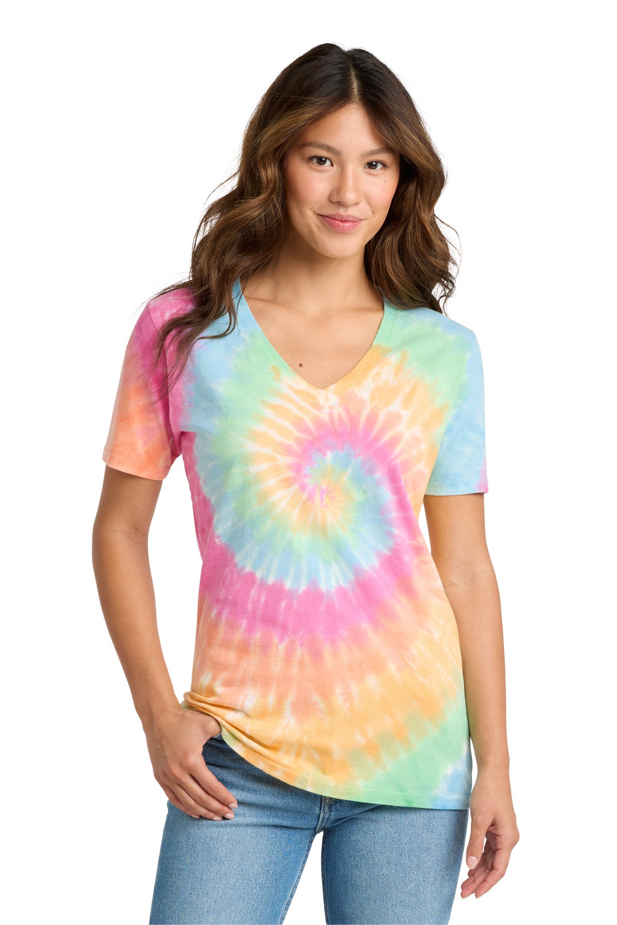 Port & Co ™ Women's Tie-Dye V-Neck Tee. LPC147V