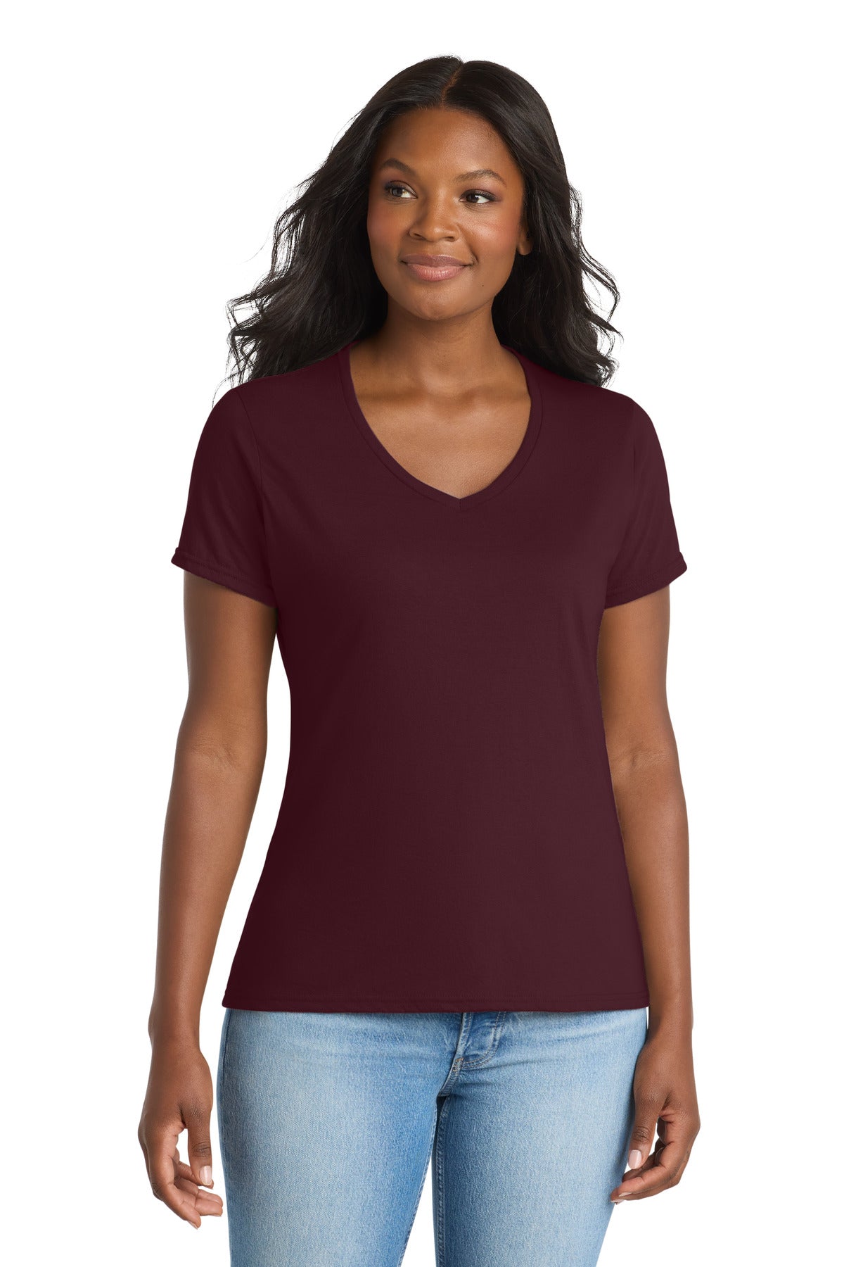 Port & Co ® Women's Performance Blend V-Neck Tee. LPC381V