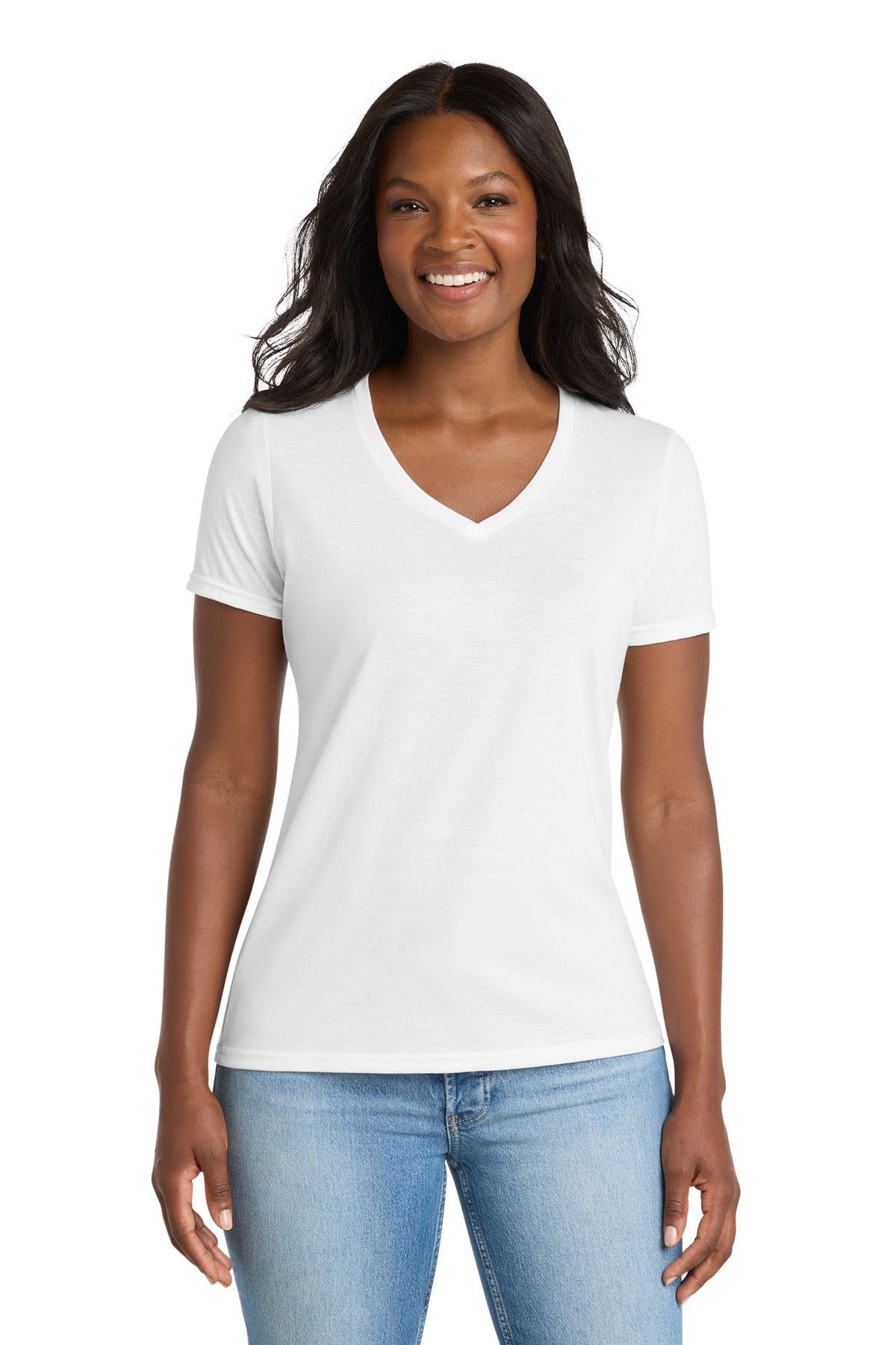 Port & Co ® Women's Performance Blend V-Neck Tee. LPC381V