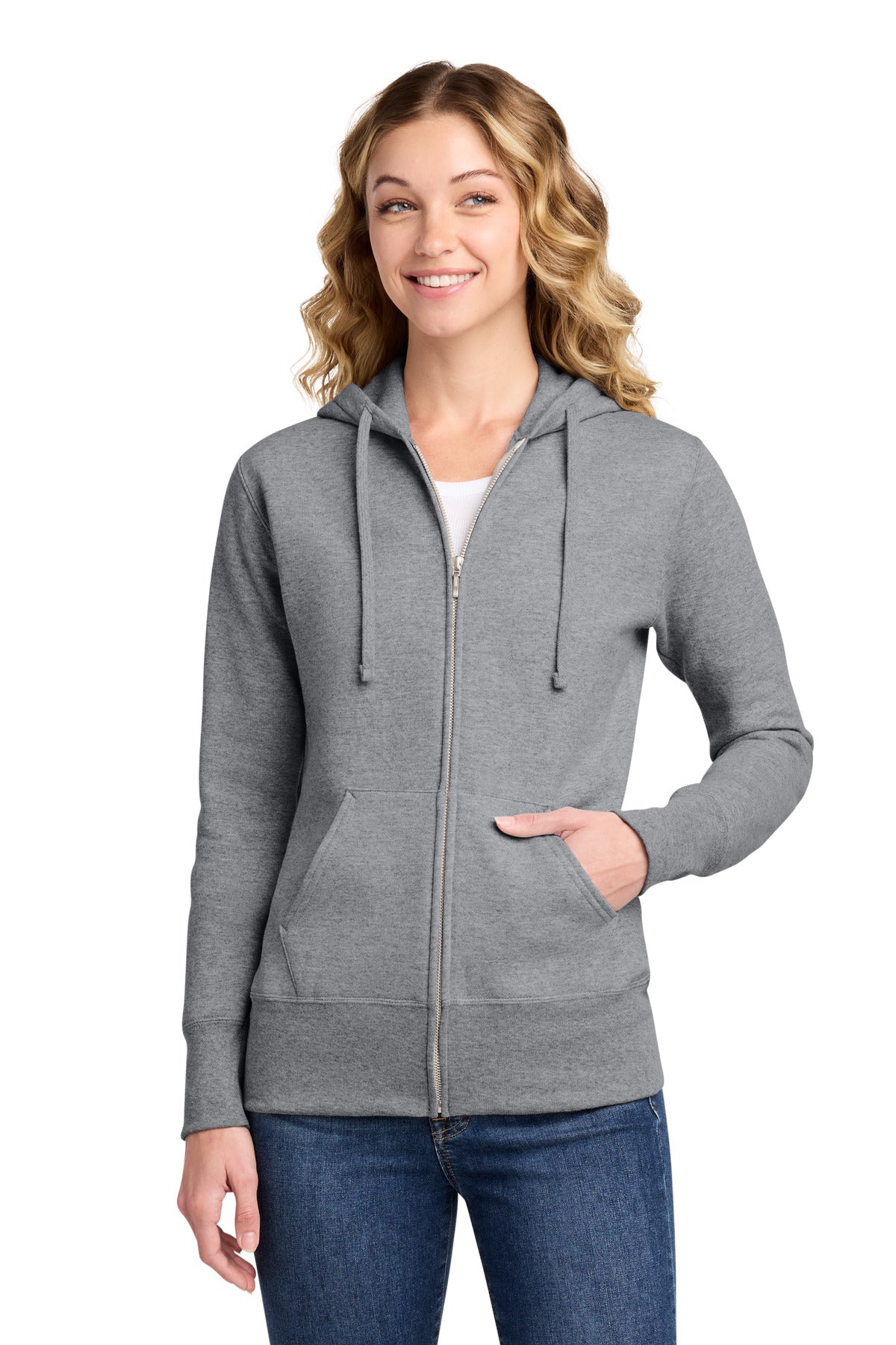 Port & Co ® Women's Core Fleece Full-Zip Hooded Sweatshirt. LPC78ZH