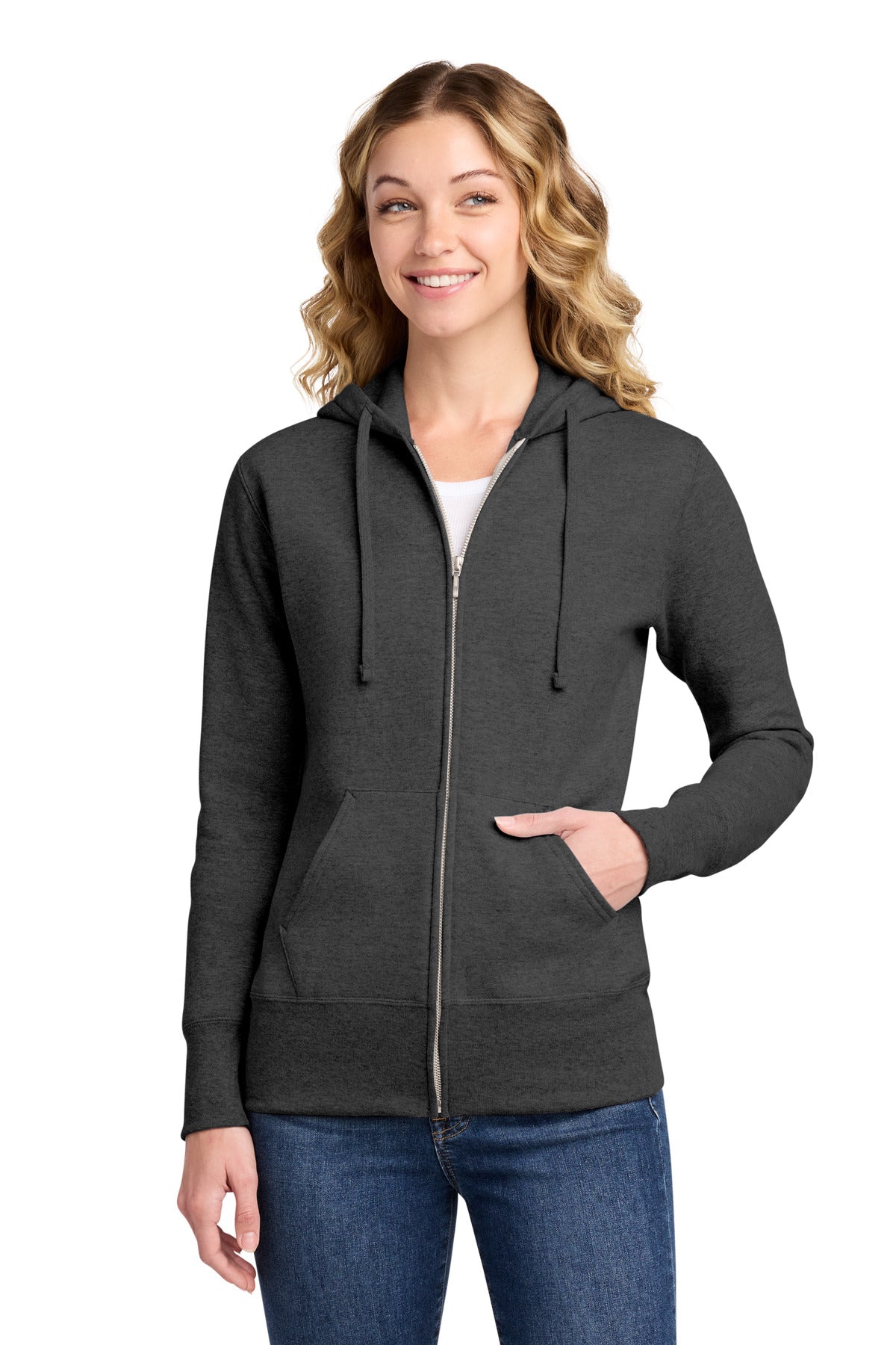 Port & Co ® Women's Core Fleece Full-Zip Hooded Sweatshirt. LPC78ZH