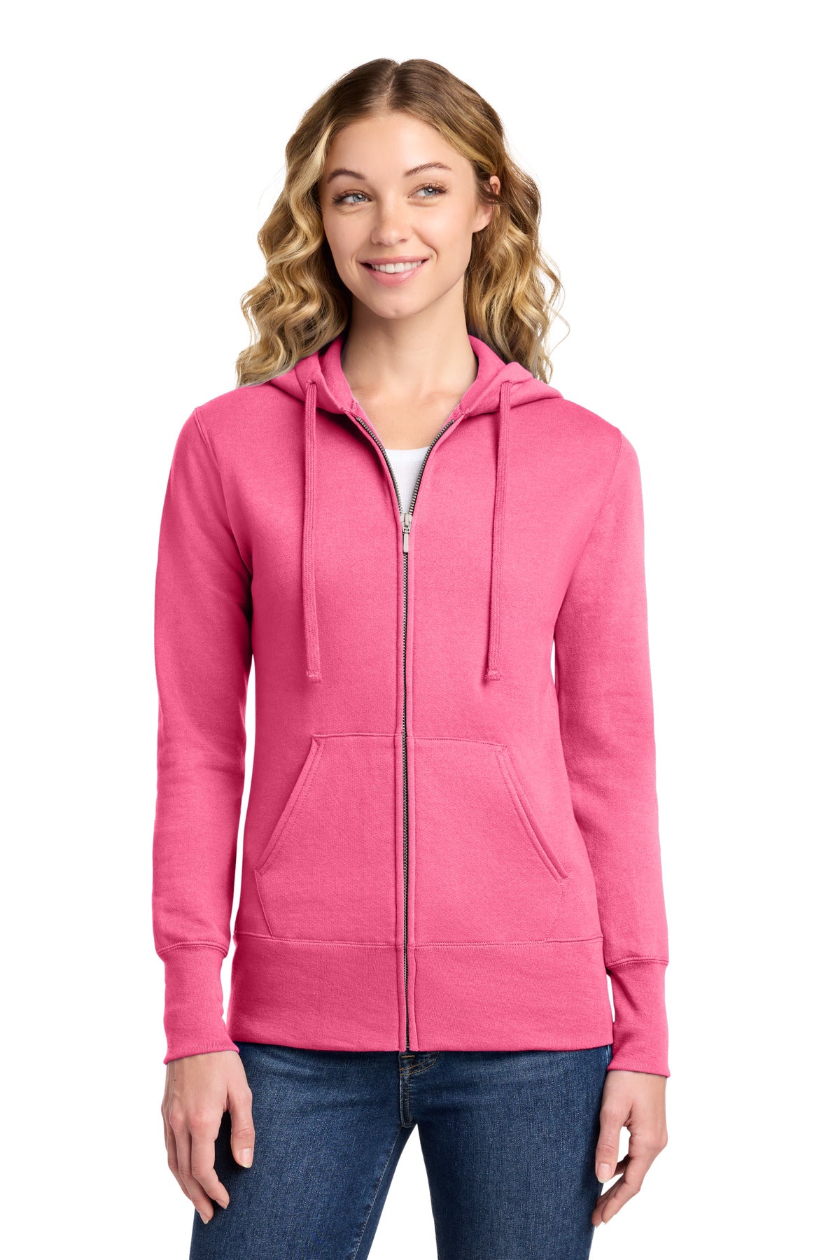 Port & Co ® Women's Core Fleece Full-Zip Hooded Sweatshirt. LPC78ZH