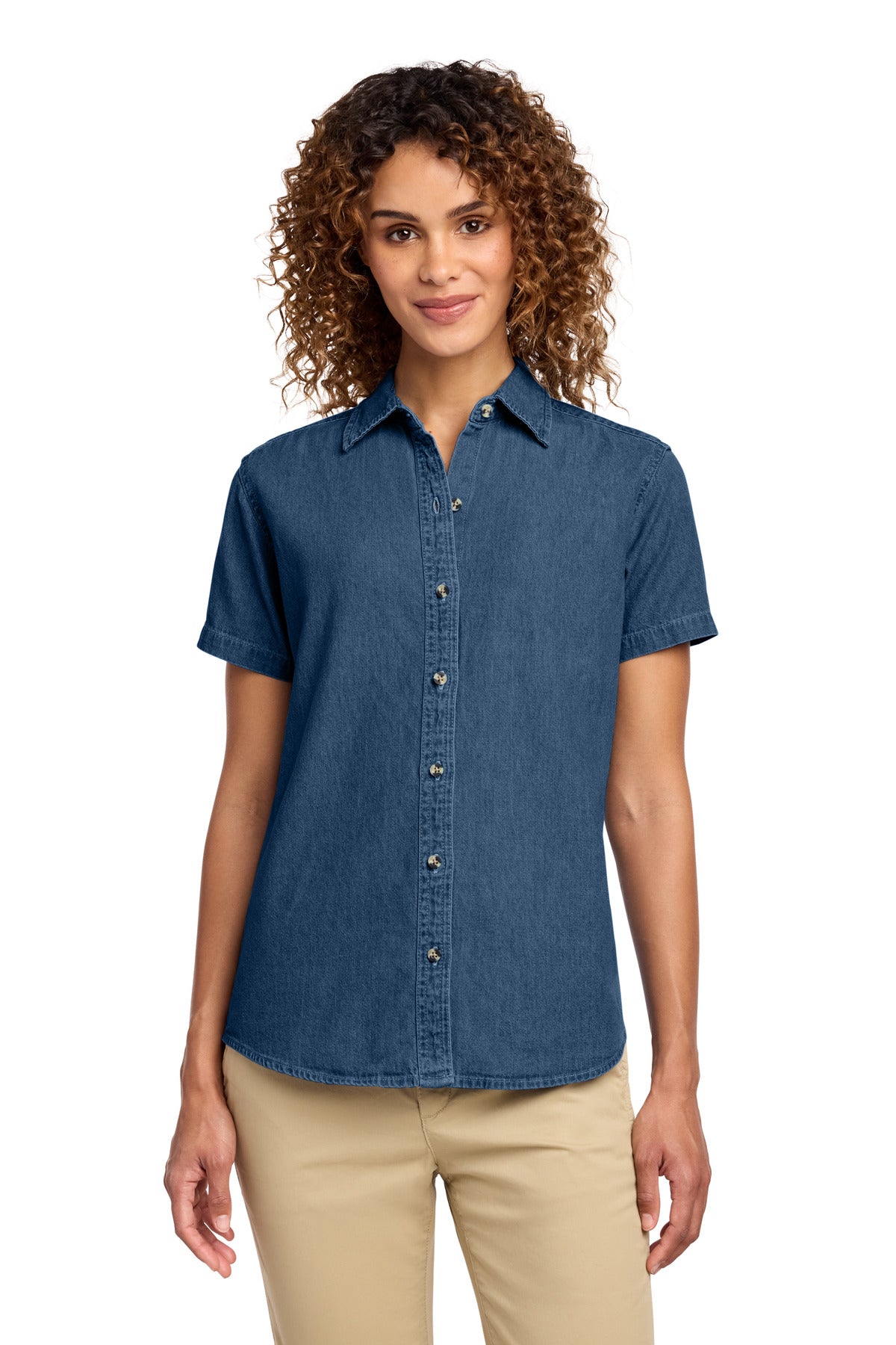 Port & Co ™ Women's Short Sleeve Value Denim Shirt. LSP11