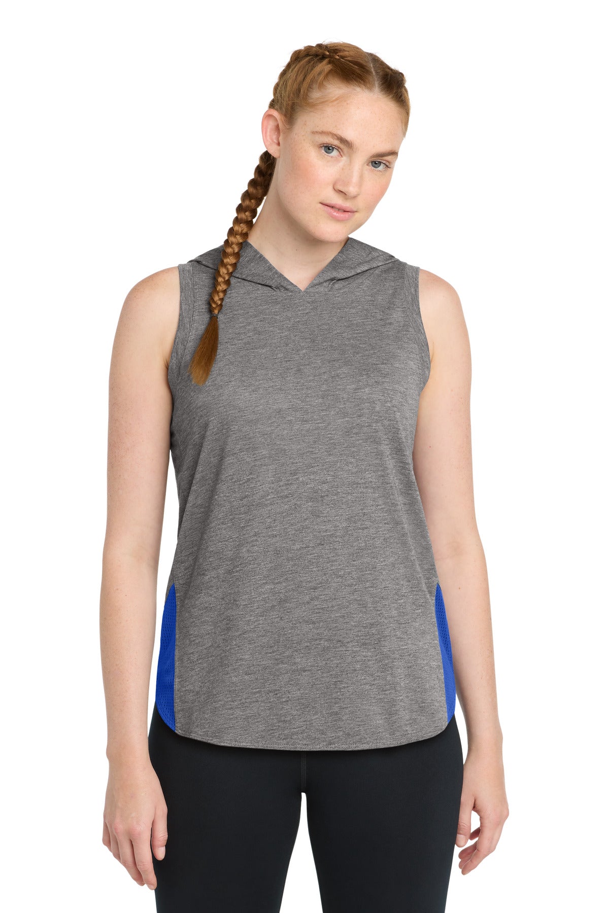 Sport-Tek ® Women's PosiCharge ® Tri-Blend Wicking Draft Hoodie Tank. LST410