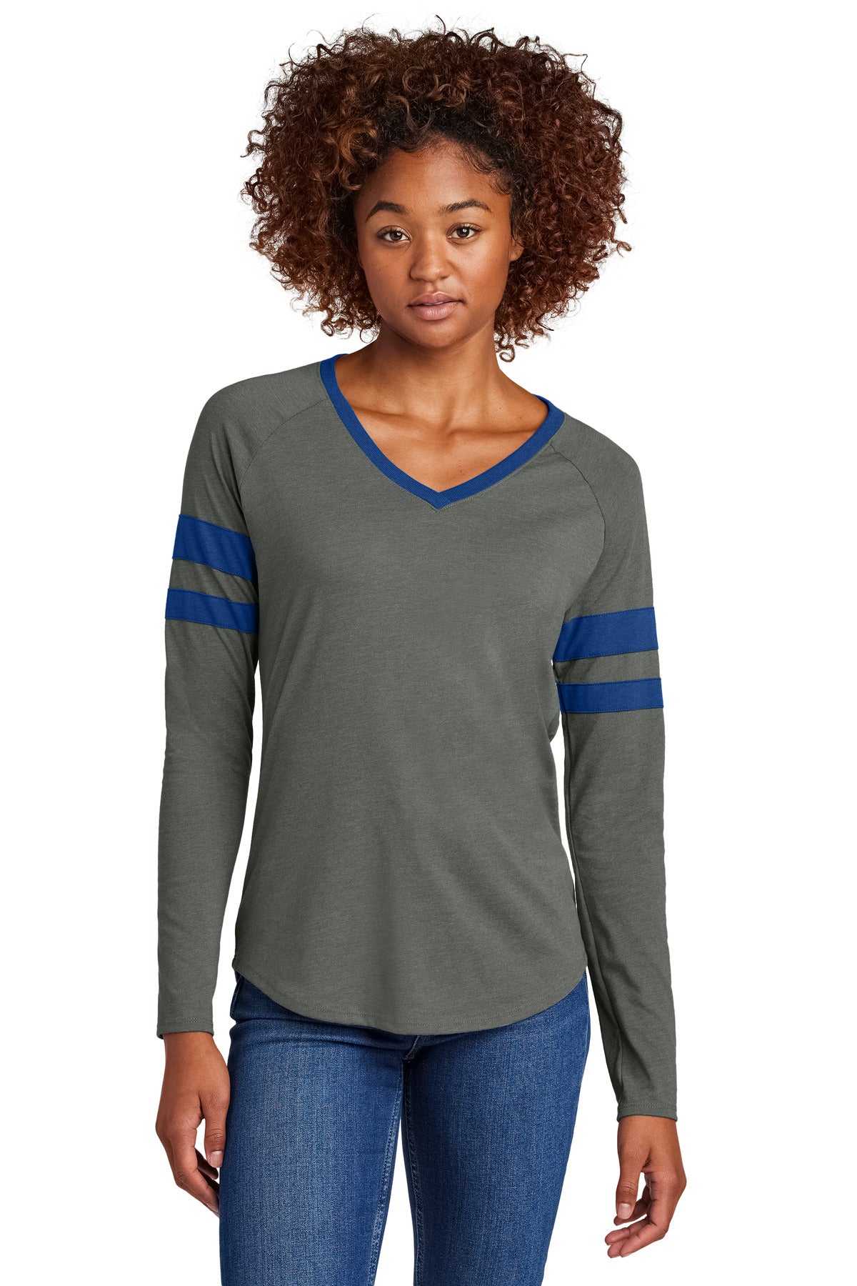 Sport-Tek ® Women's Halftime Stripe Long Sleeve V-Neck Tee LST6043