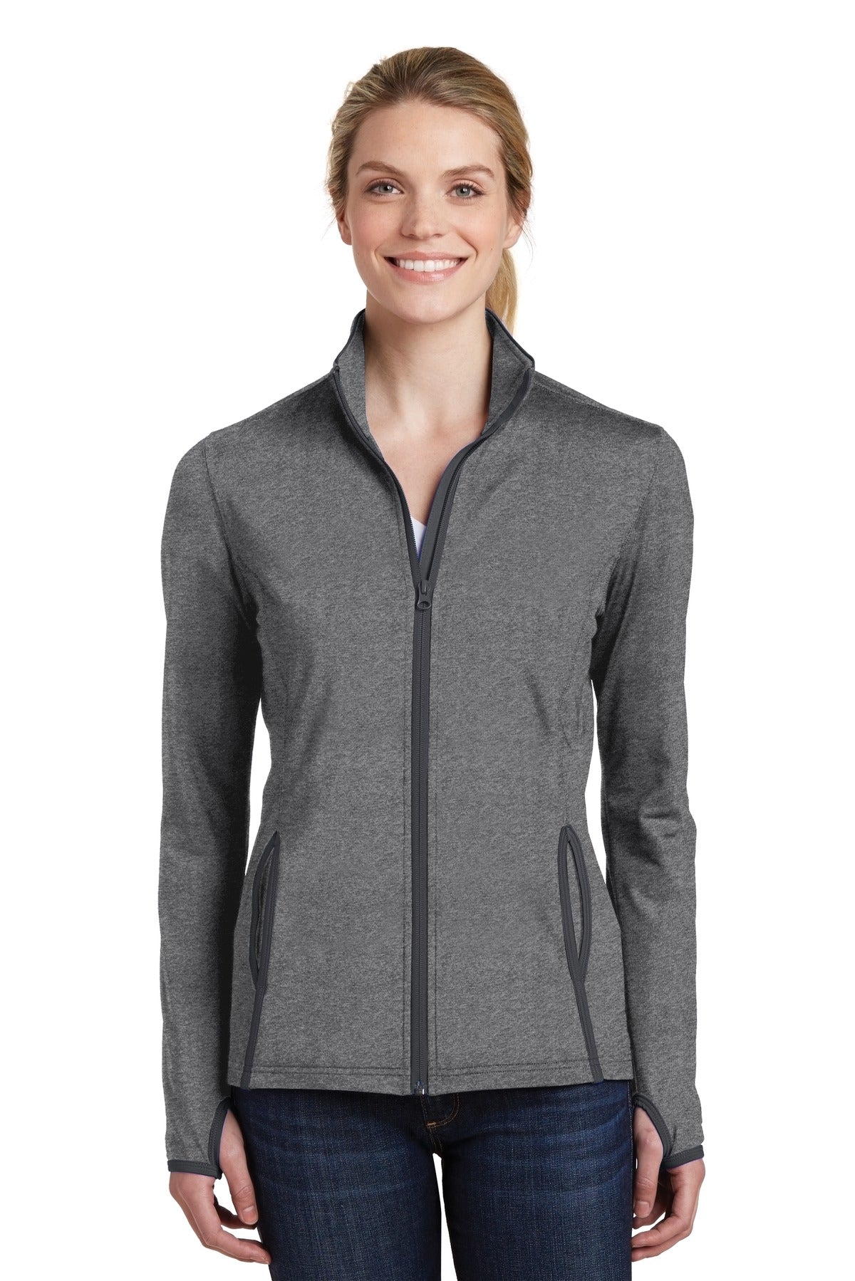 Sport-Tek ® Women's Sport-Wick ® Stretch Contrast Full-Zip Jacket. LST853