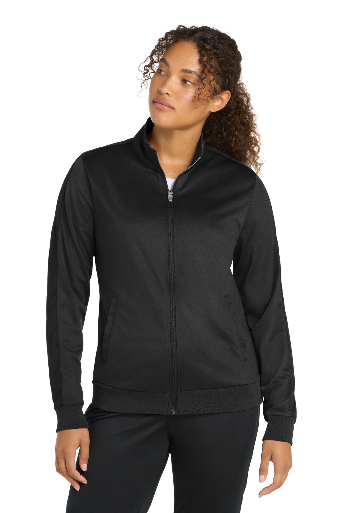 Sport-Tek ® Women's Tricot Sleeve Stripe Track Jacket. LST94