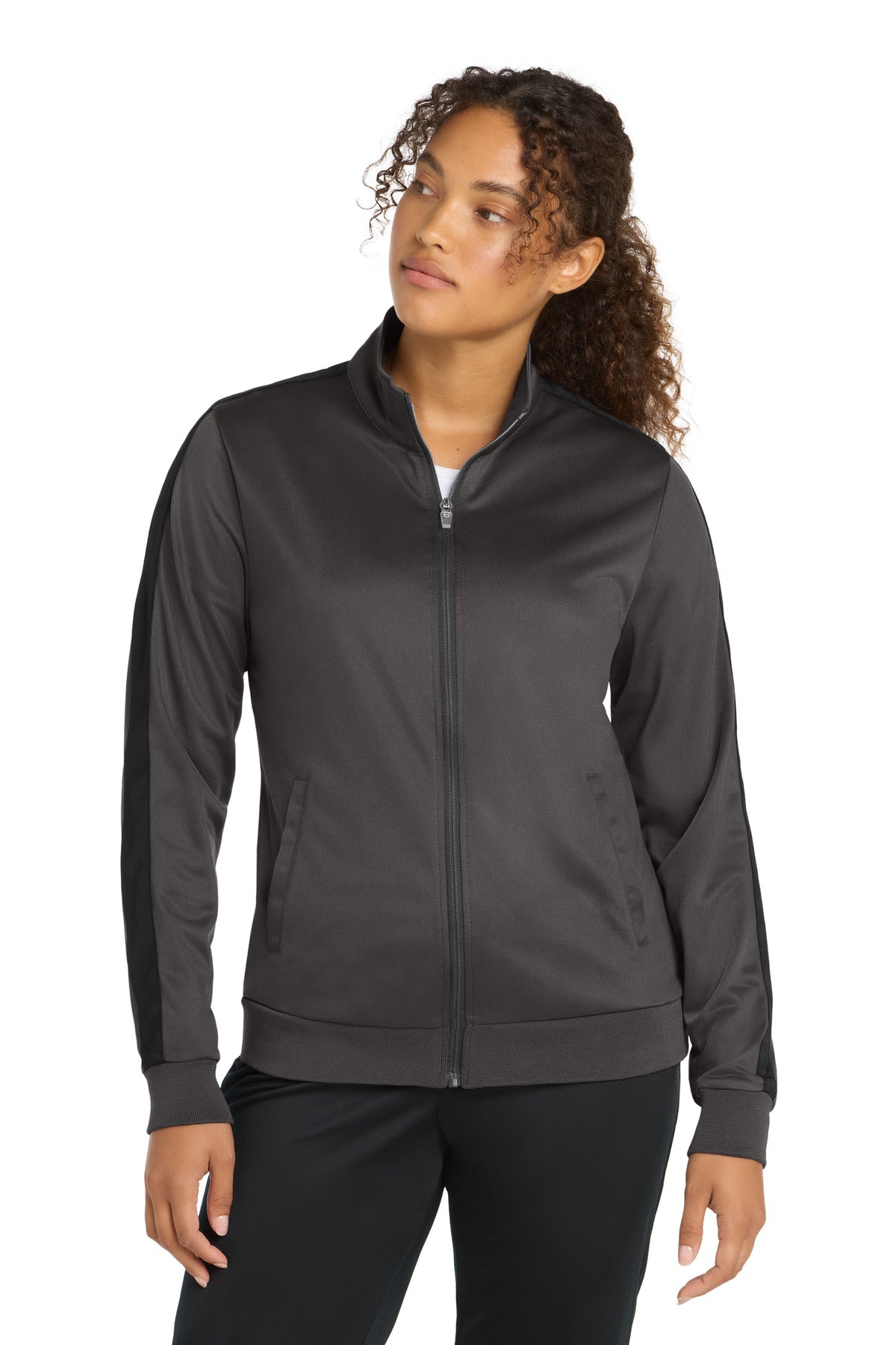 Sport-Tek ® Ladies Tricot Sleeve Stripe Track Jacket. LST94