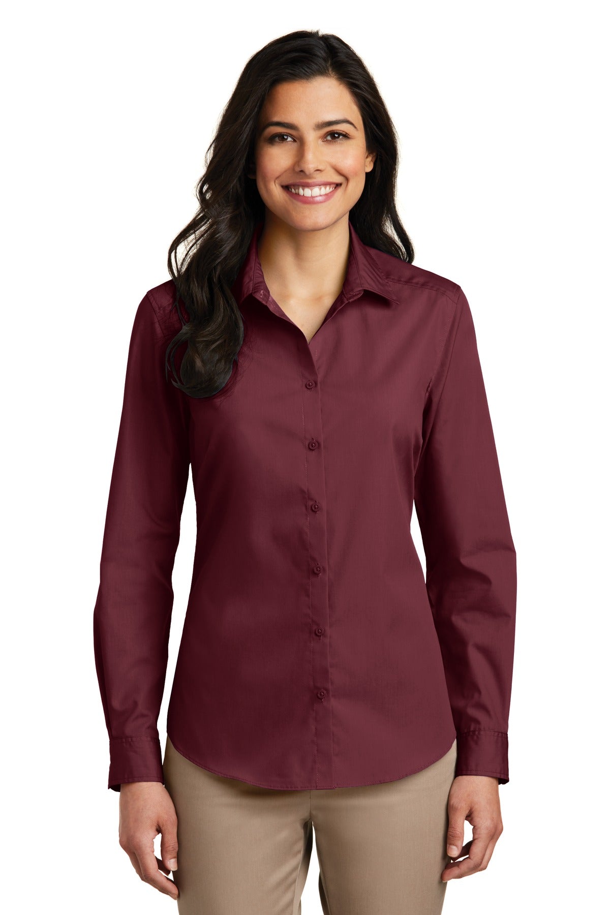 Port Authority ® Women's Long Sleeve Carefree Poplin Shirt. LW100