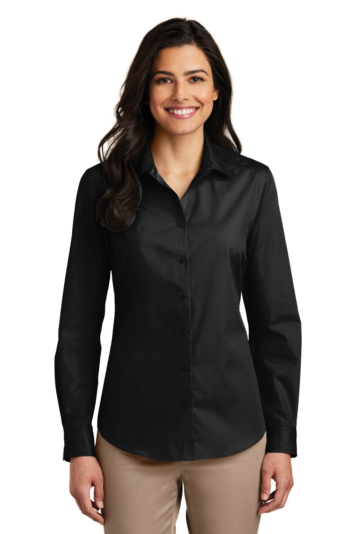 Port Authority ® Women's Long Sleeve Carefree Poplin Shirt. LW100
