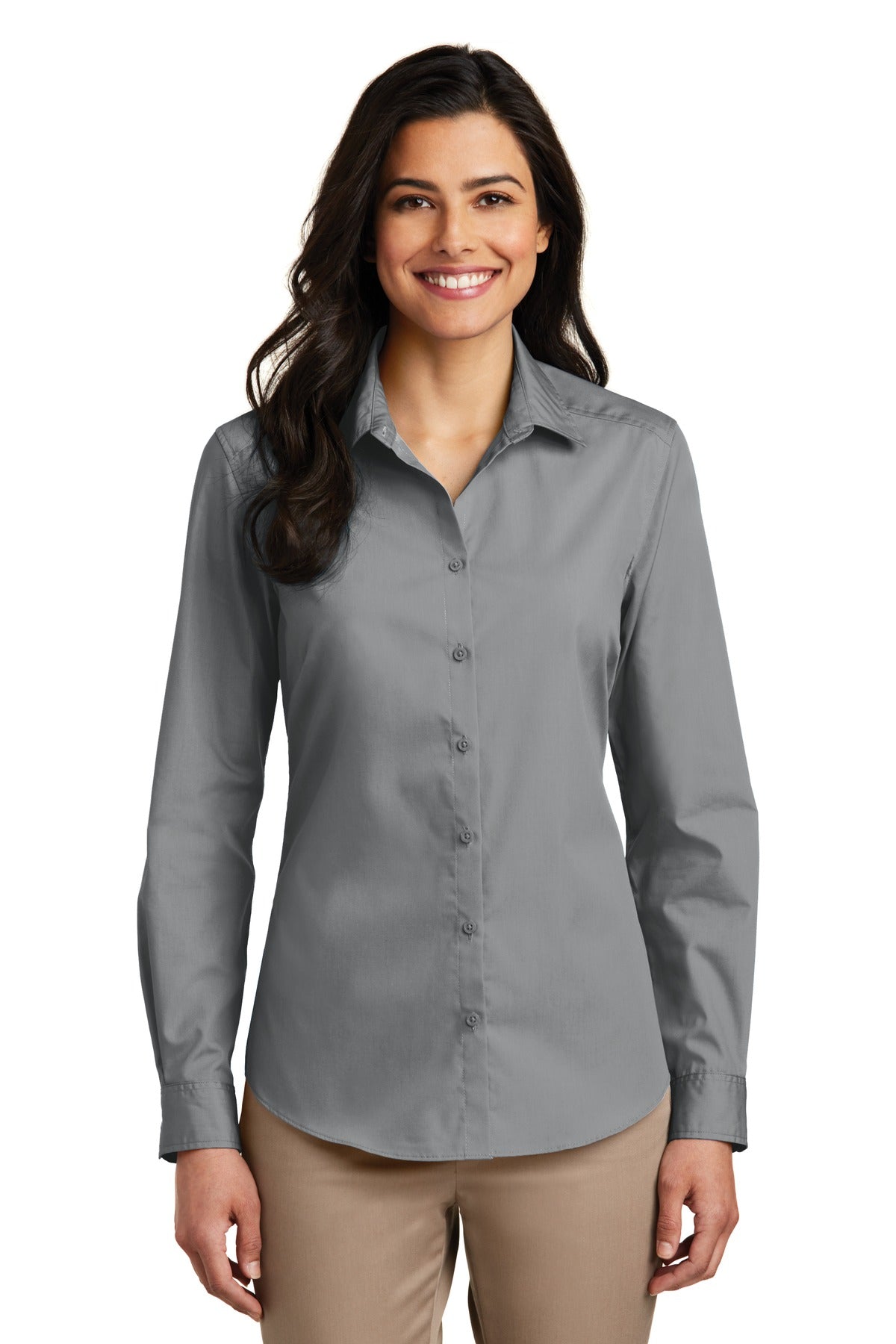 Port Authority ® Women's Long Sleeve Carefree Poplin Shirt. LW100