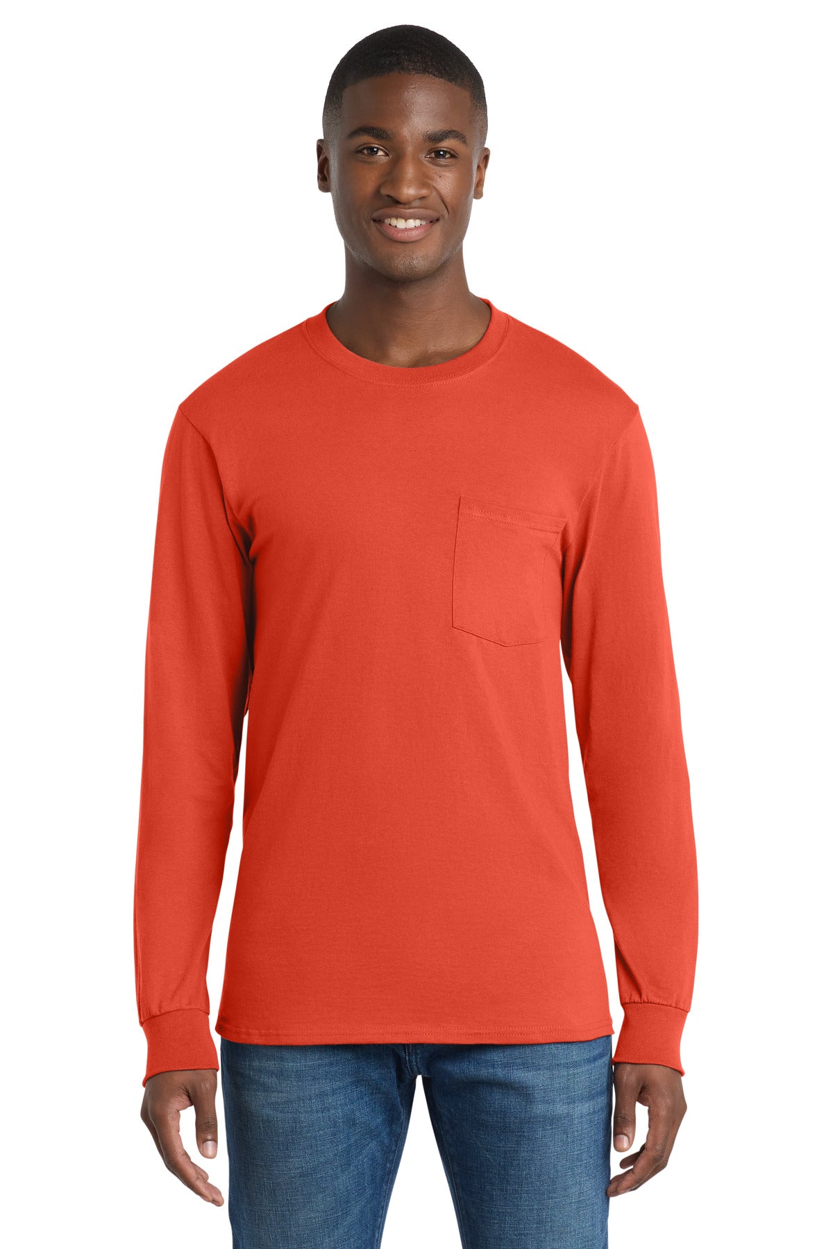 Port & Co ™ Tall Long Sleeve Essential Pocket Tee. PC61LSPT