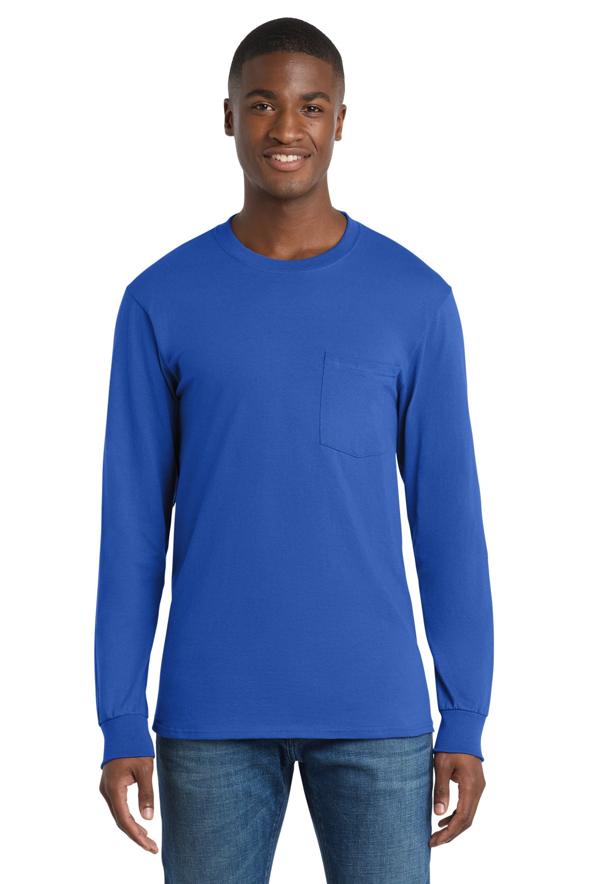 Port & Co ™ Long Sleeve Essential Pocket Tee. PC61LSP