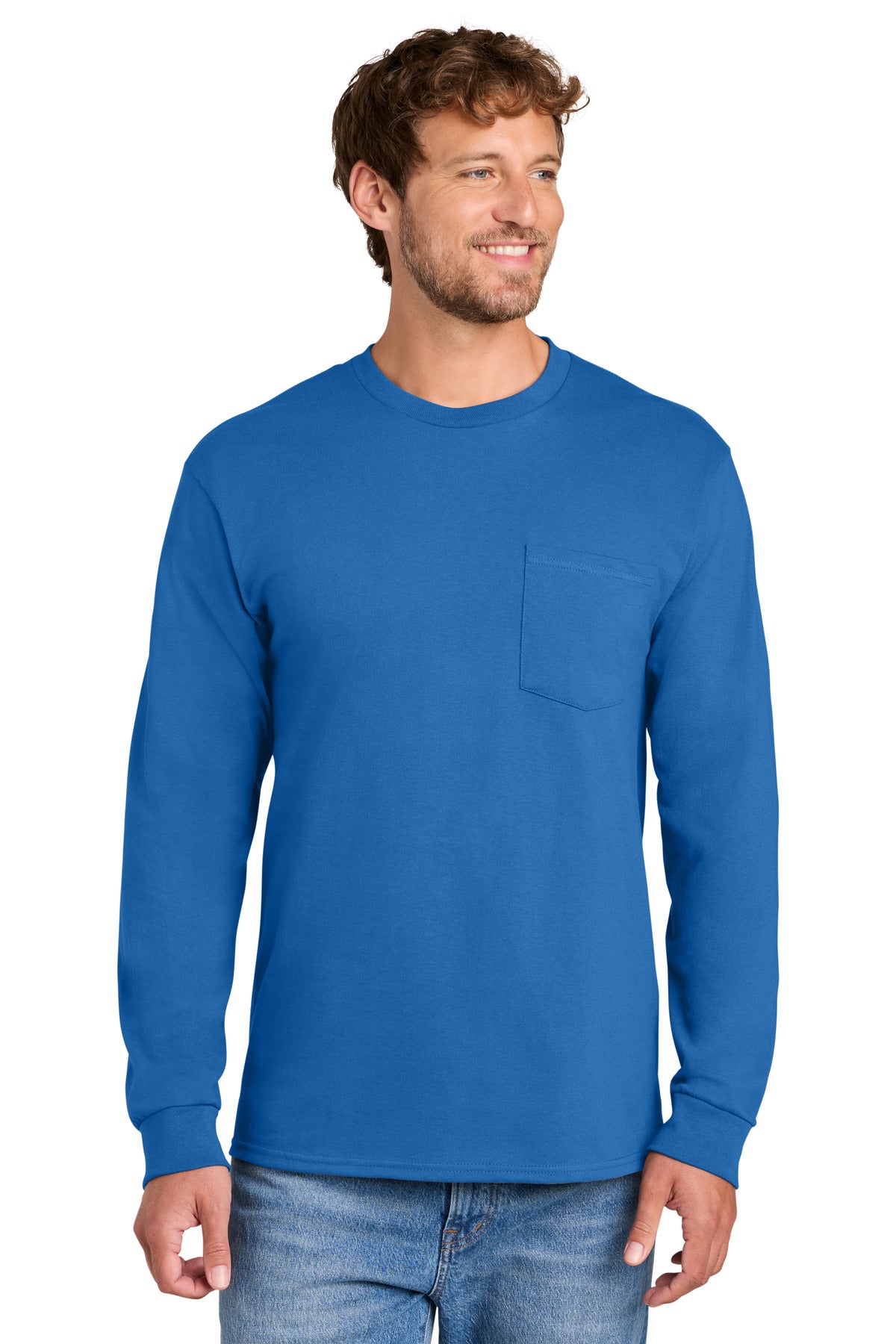 Port & Co ® Long Sleeve Essential Pocket Tee. PC61LSP
