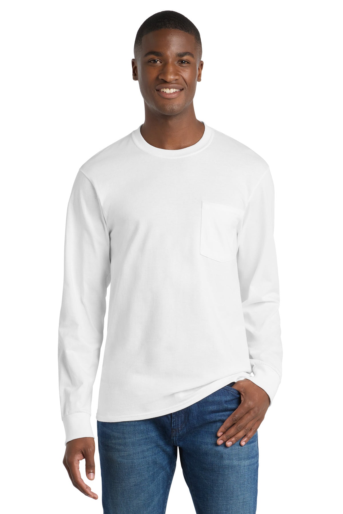 Port & Co ® Long Sleeve Essential Pocket Tee. PC61LSP