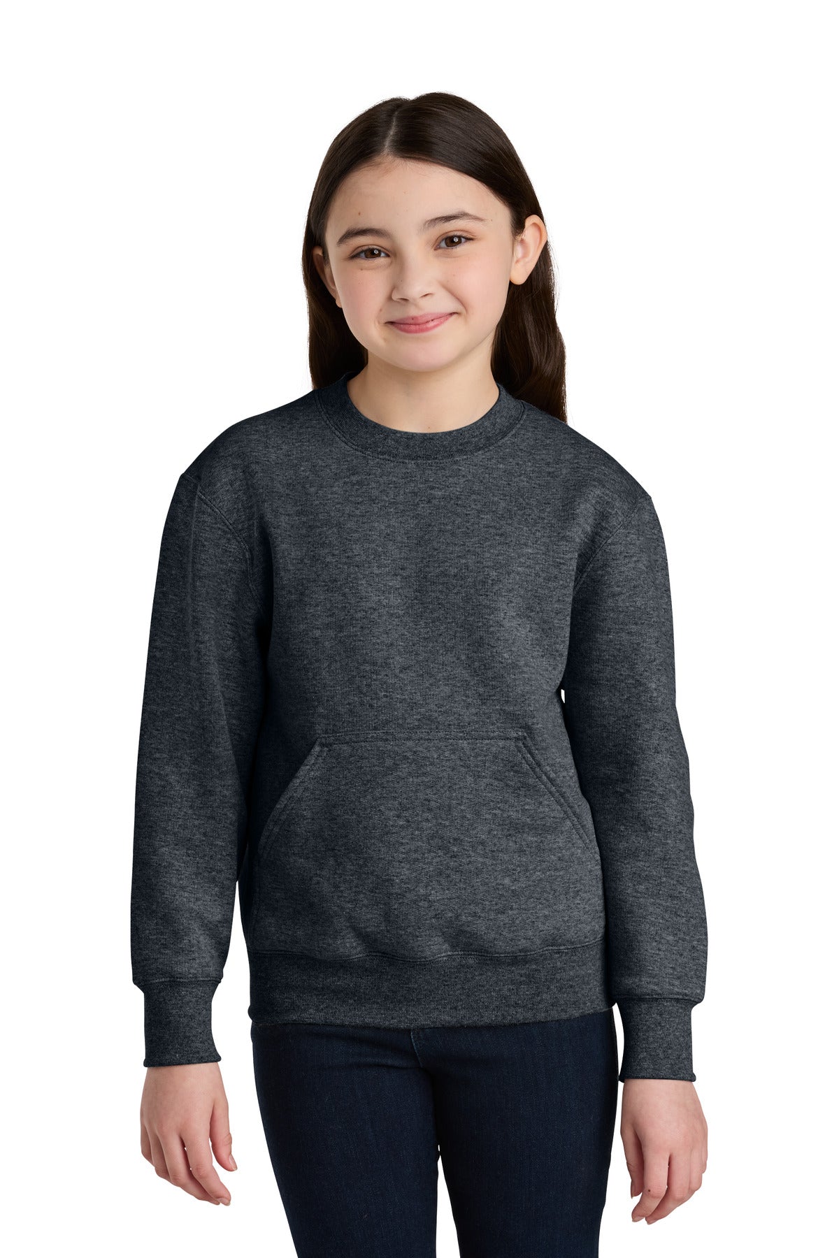 Port & Co ® Youth Core Fleece Crewneck Pocket Sweatshirt PC78YPKT