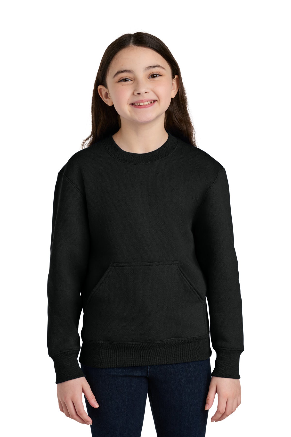 Port & Co ® Youth Core Fleece Crewneck Pocket Sweatshirt PC78YPKT