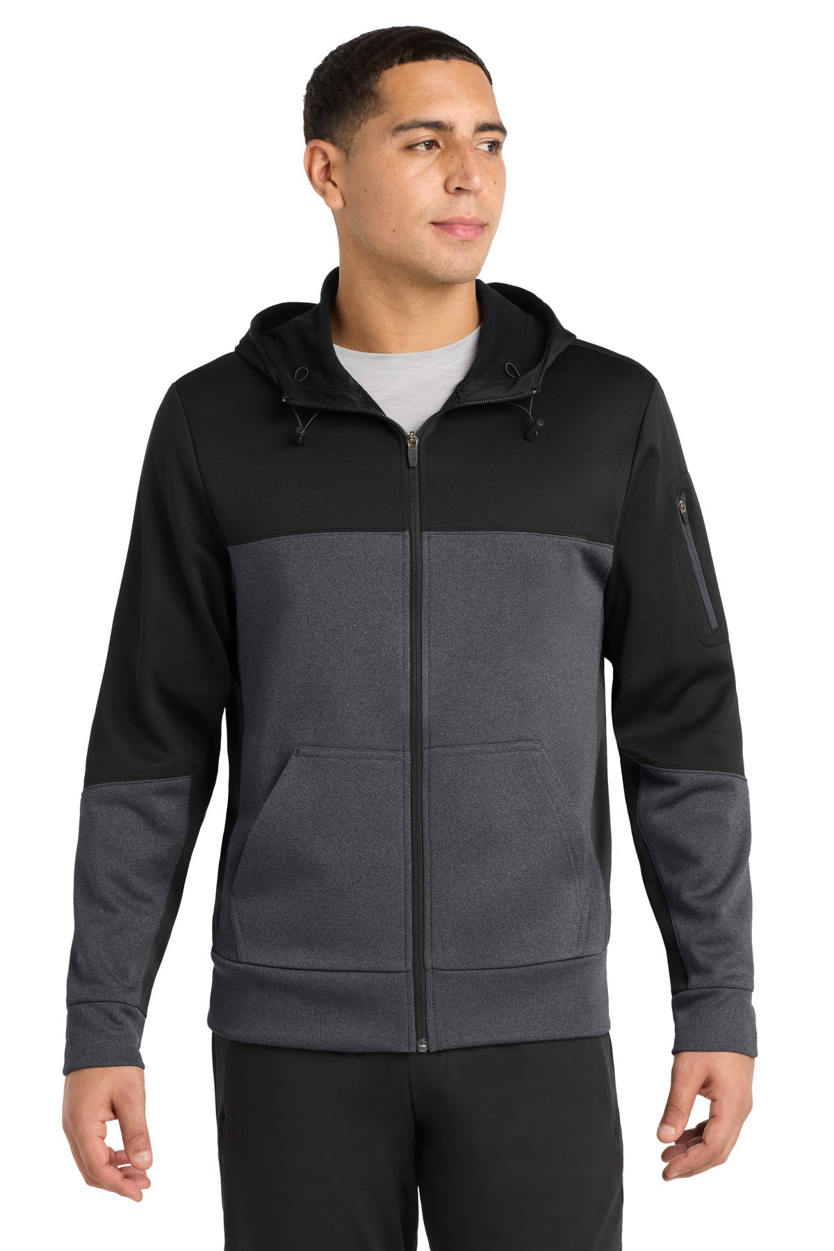Sport-Tek ® Tech Fleece Colorblock Full-Zip Hooded Jacket. ST245