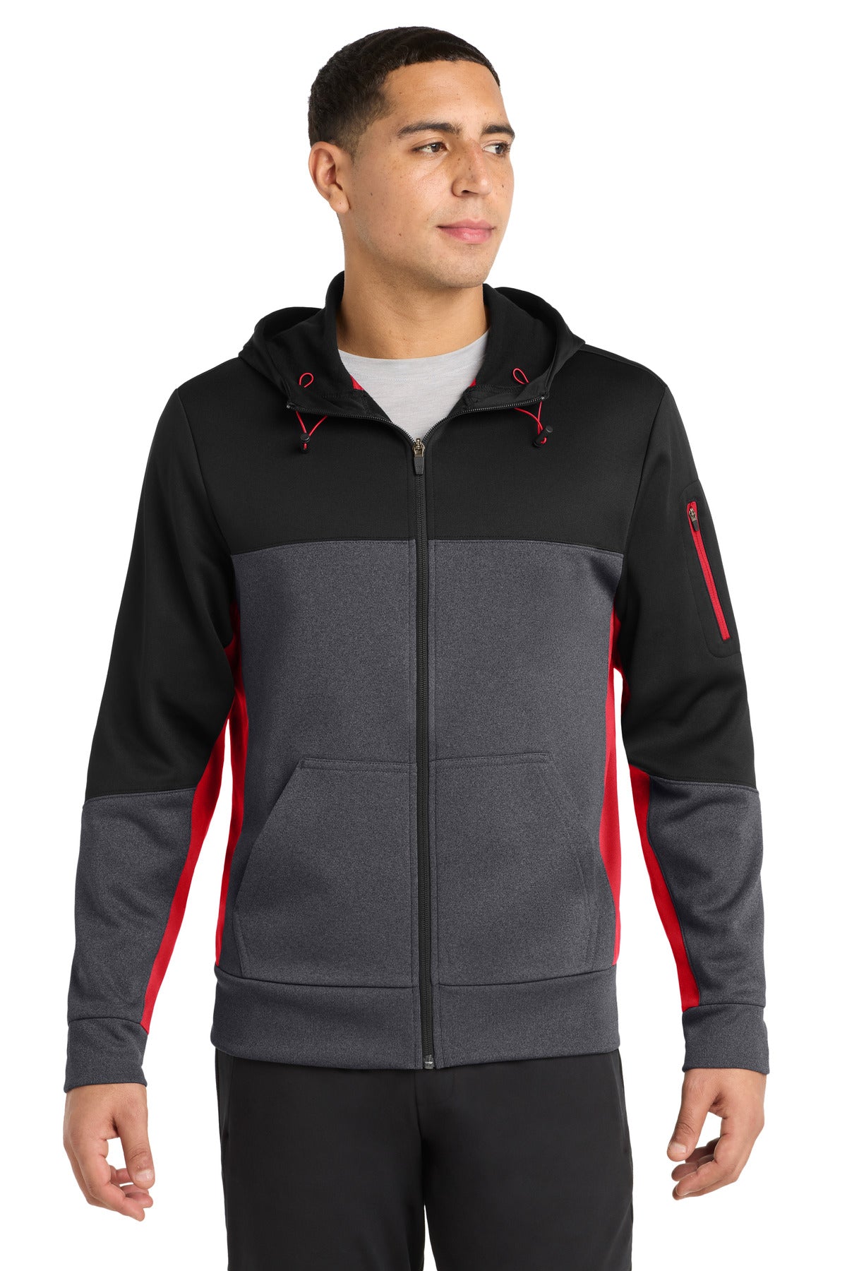 Sport-Tek ® Tech Fleece Colorblock Full-Zip Hooded Jacket. ST245
