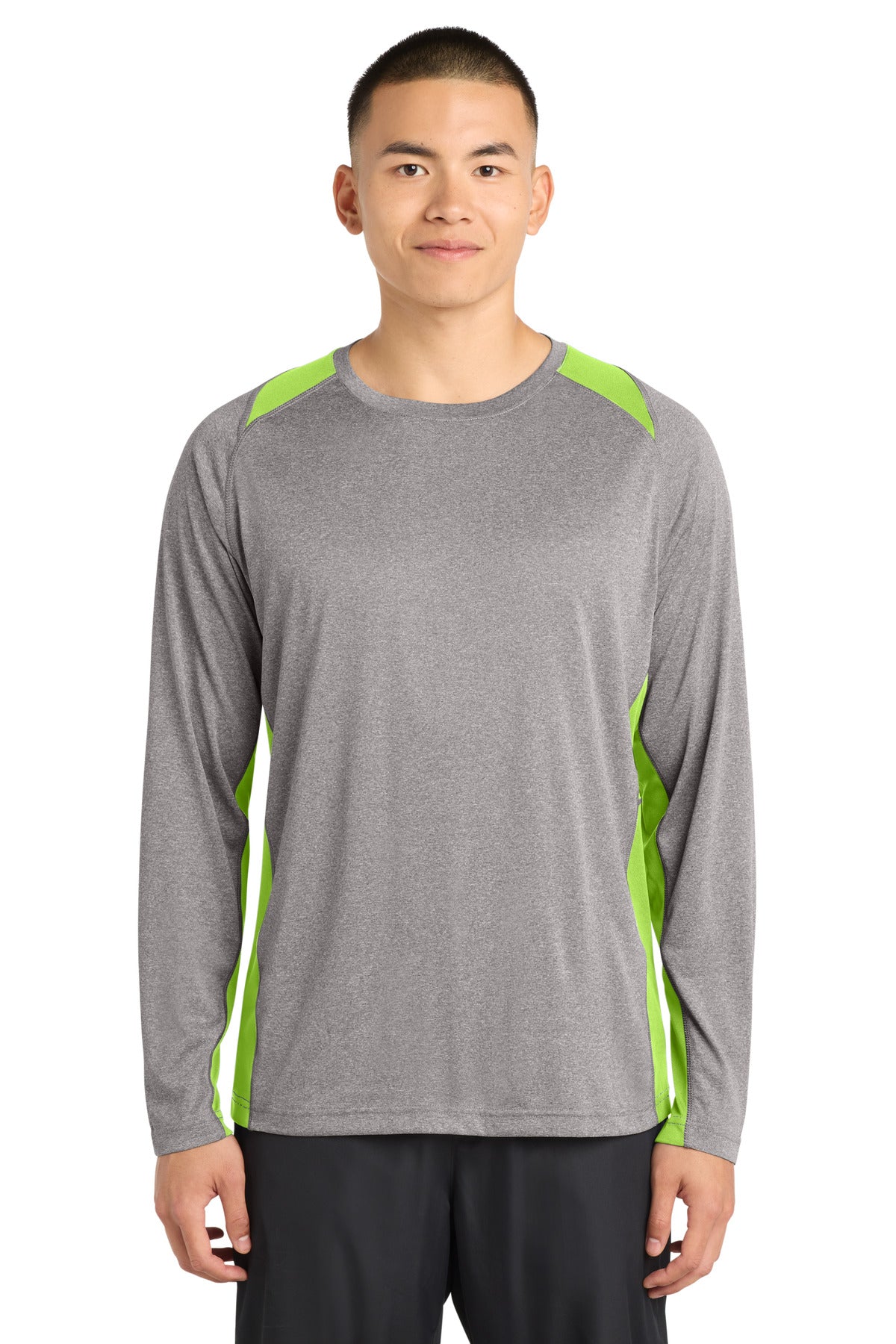 Sport-Tek ® Long Sleeve Heather Colorblock Contender ™ Tee. ST361LS