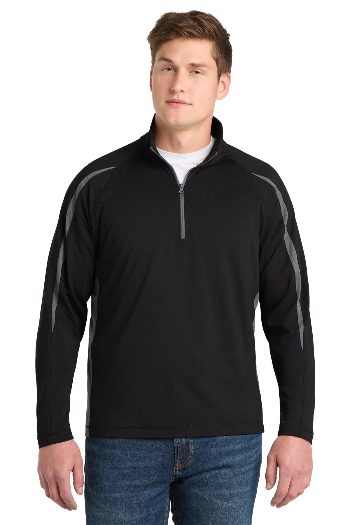 Sport-Tek ® Sport-Wick ® Stretch 1/4-Zip Colorblock Pullover. ST851