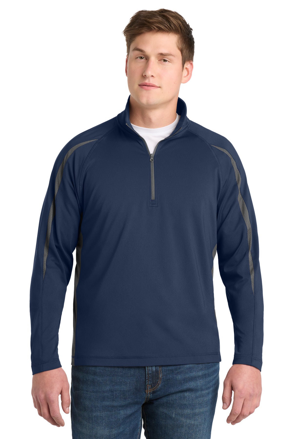 Sport-Tek ® Sport-Wick ® Stretch 1/4-Zip Colorblock Pullover. ST851