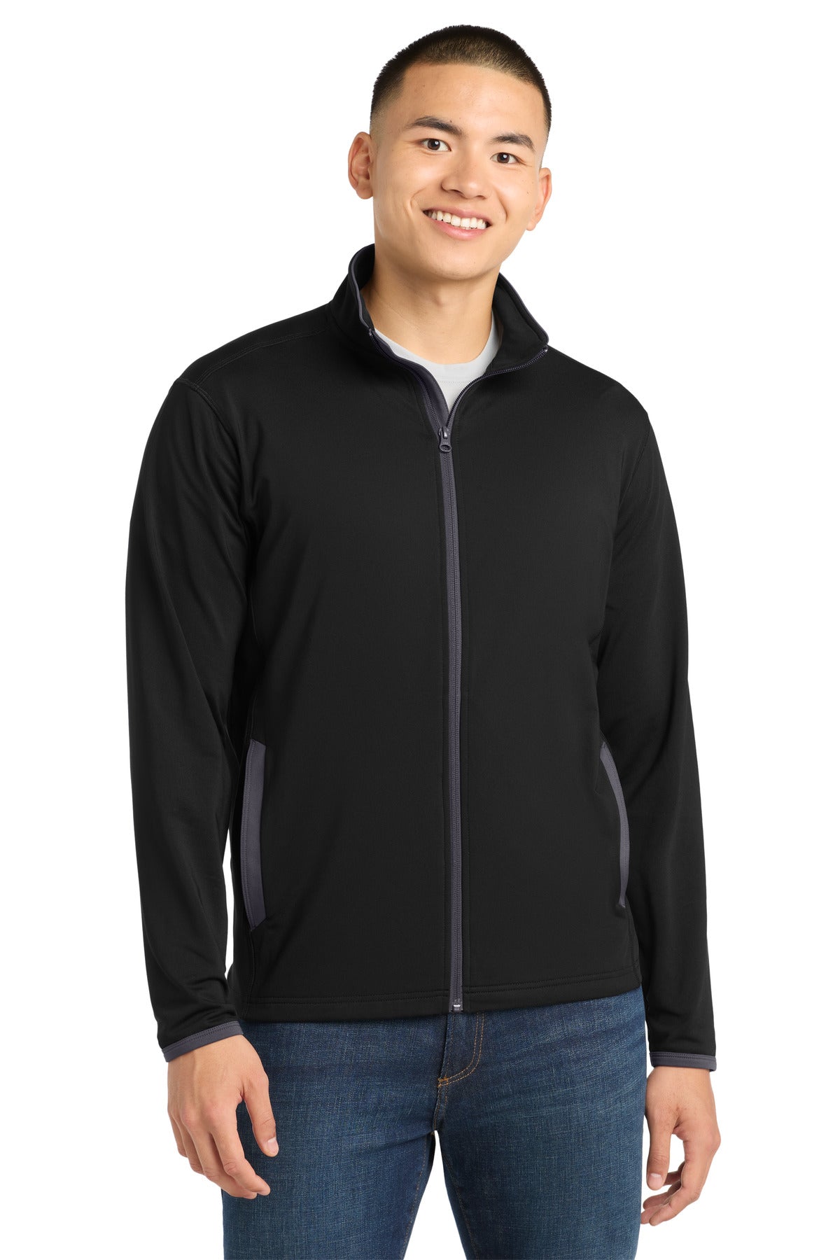 Sport-Tek ® Sport-Wick ® Stretch Contrast Full-Zip Jacket. ST853