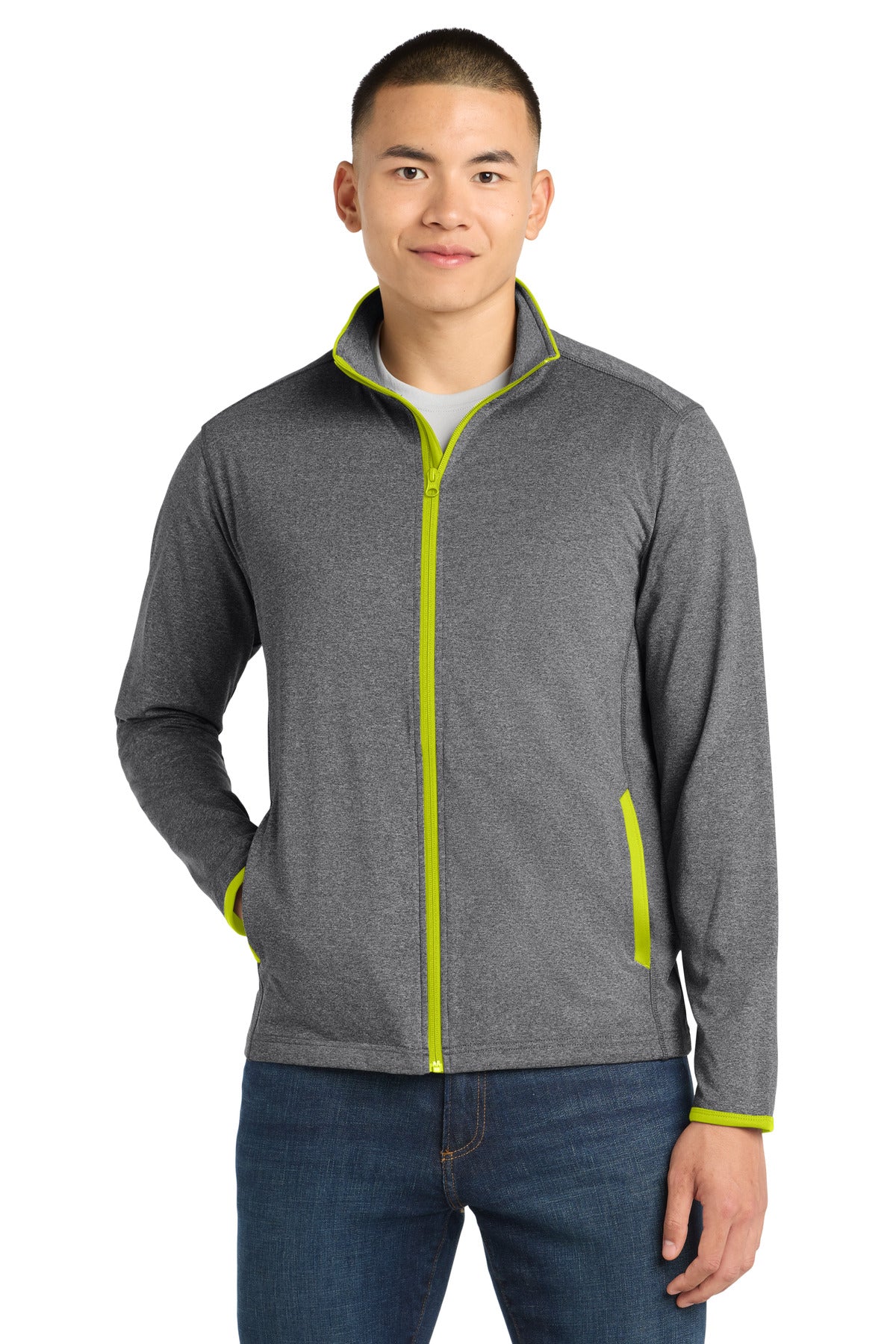 Sport-Tek ® Sport-Wick ® Stretch Contrast Full-Zip Jacket. ST853