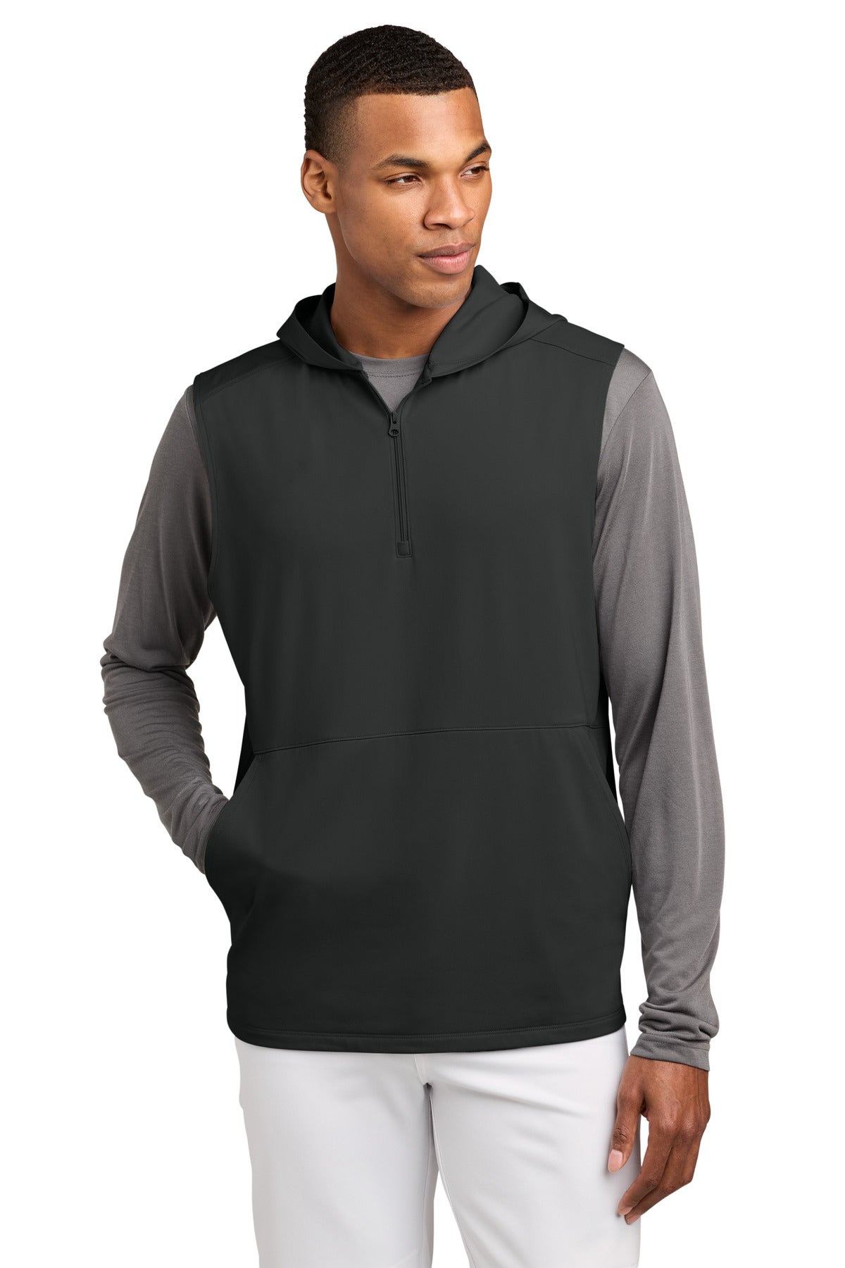 Sport-Tek ® Sport-Wick ® Stretch Sleeveless Hooded 1/4-Zip ST858