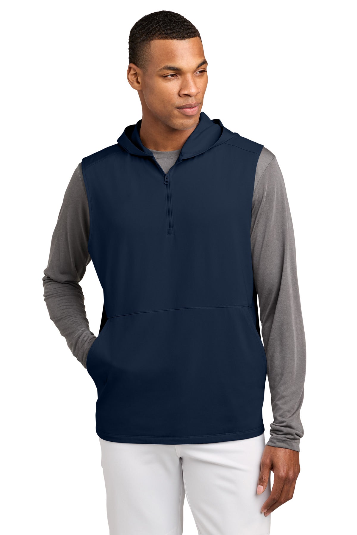 Sport-Tek ® Sport-Wick ® Stretch Sleeveless Hooded 1/4-Zip ST858