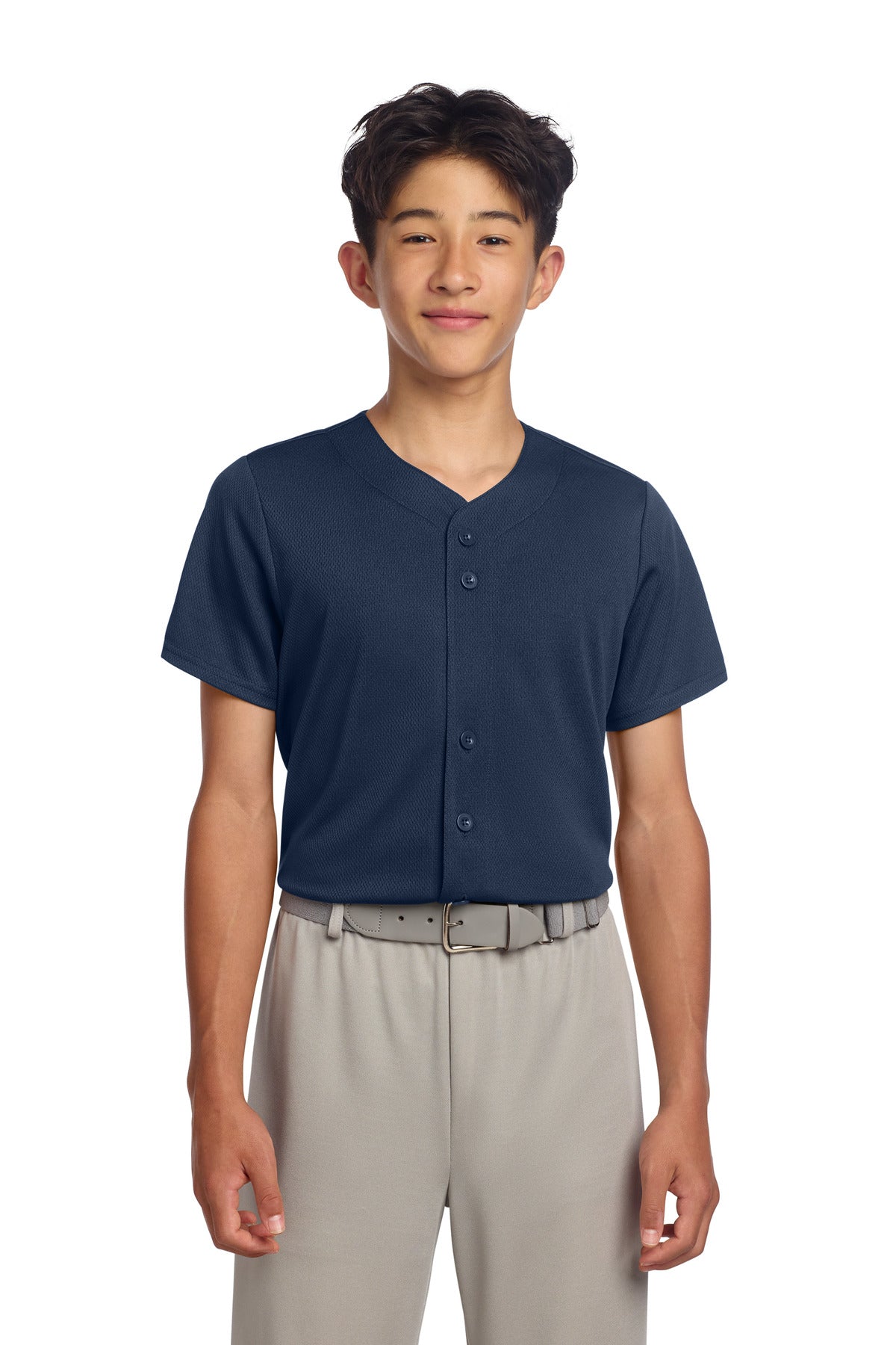 Sport-Tek ® Youth PosiCharge ® Tough Mesh Full-Button Jersey YST220