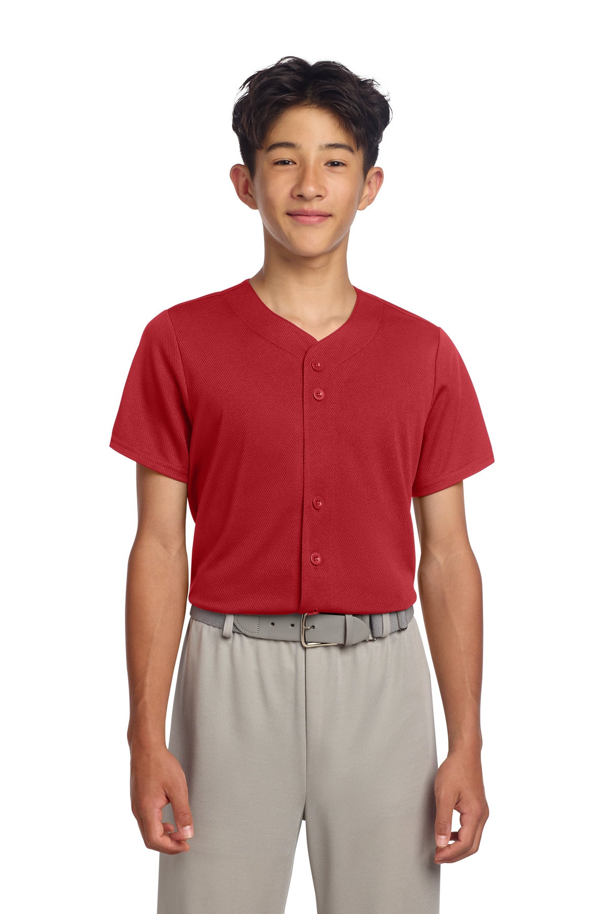 Sport-Tek ® Youth PosiCharge ® Tough Mesh Full-Button Jersey YST220