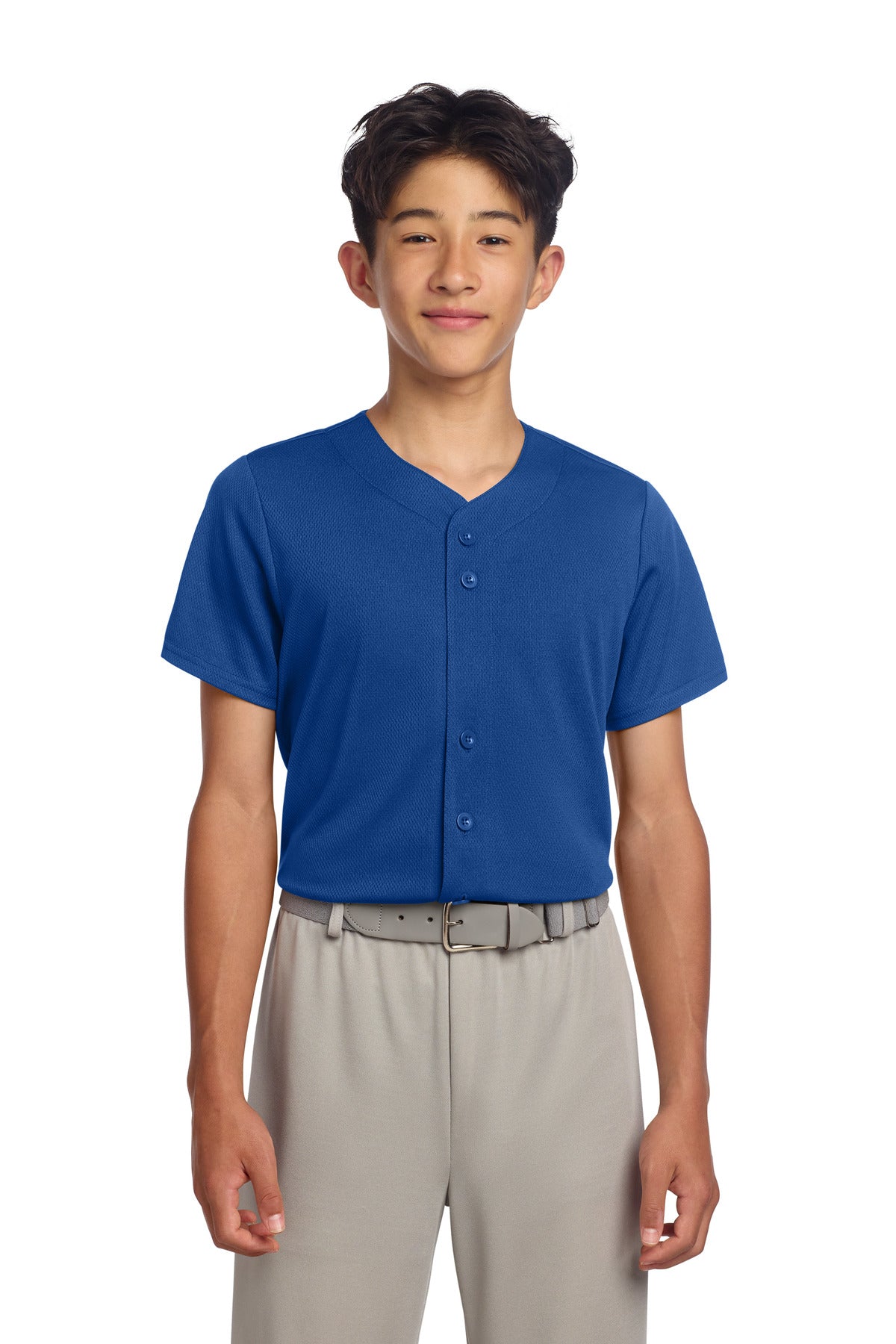 Sport-Tek ® Youth PosiCharge ® Tough Mesh Full-Button Jersey YST220